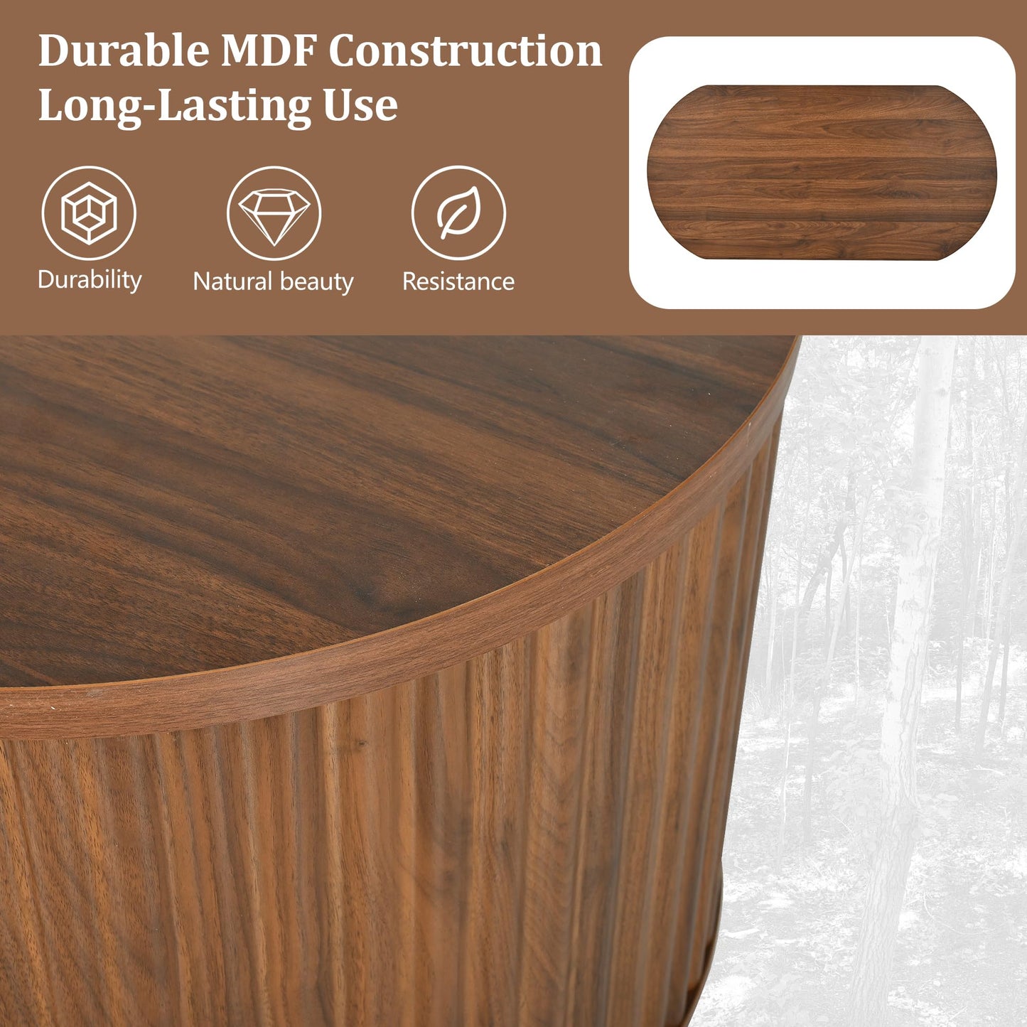Merax 47.2'' Lift Top Oval Coffee Table with Hidden Storage Compartment, Modern Wooden Center Table with Oval Lift Tabletop for Home Living Room, Brown