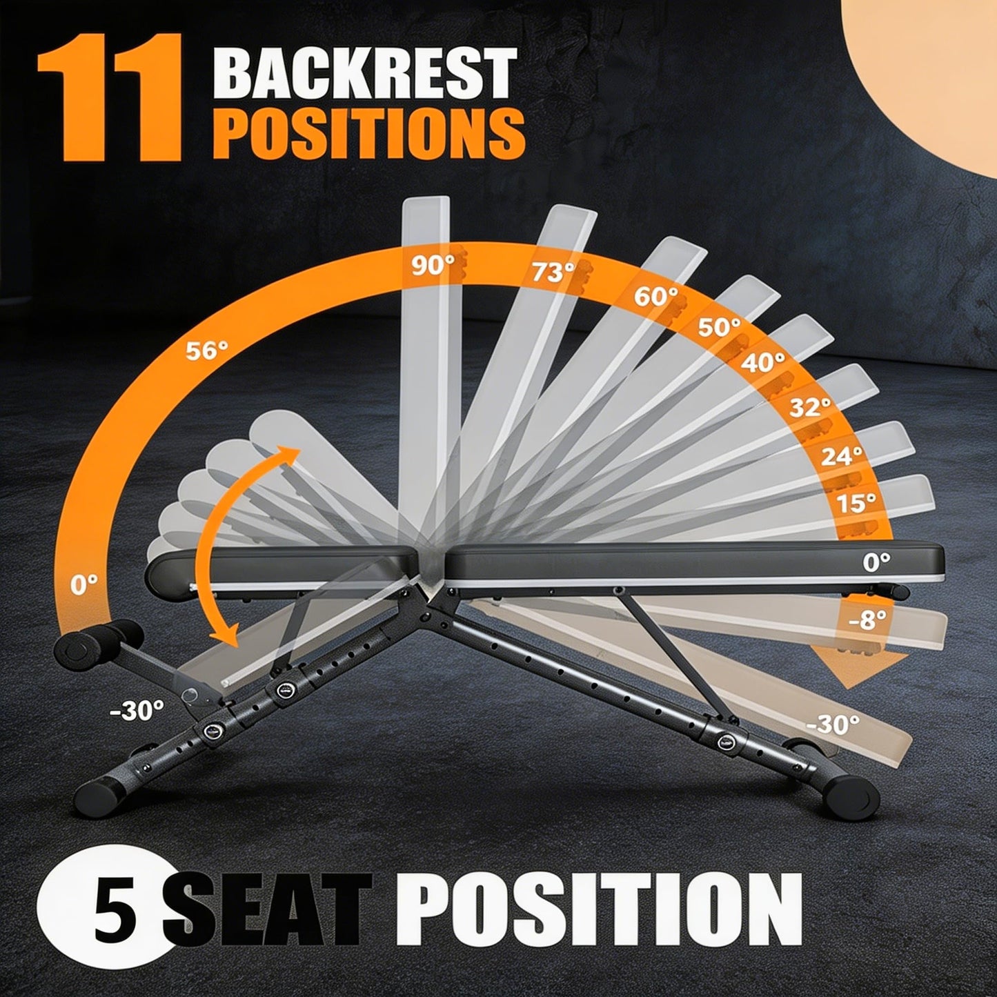 BARWING Best Adjustable Weight Bench For Home Gym, With 11 Backrest Positions & 5 Seat Adjustments, 1000 Lb Capacity Incline Decline Bench For Dumbbell Bench Press, Full Body Strength Training