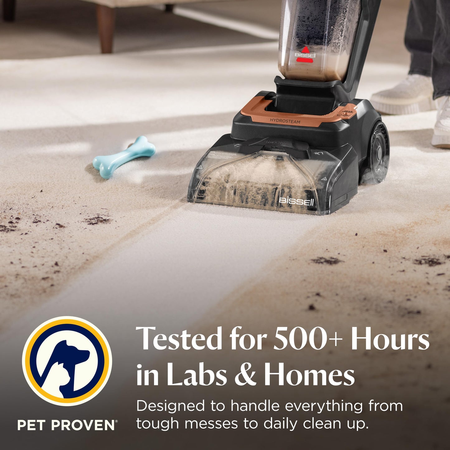 BISSELL Revolution HydroSteam Carpet Cleaner, Upright Deep Cleaner, HydroSteam Technology, 4-inch Self-Cleaning Tough Stain Tool & Formulas Included, 4123