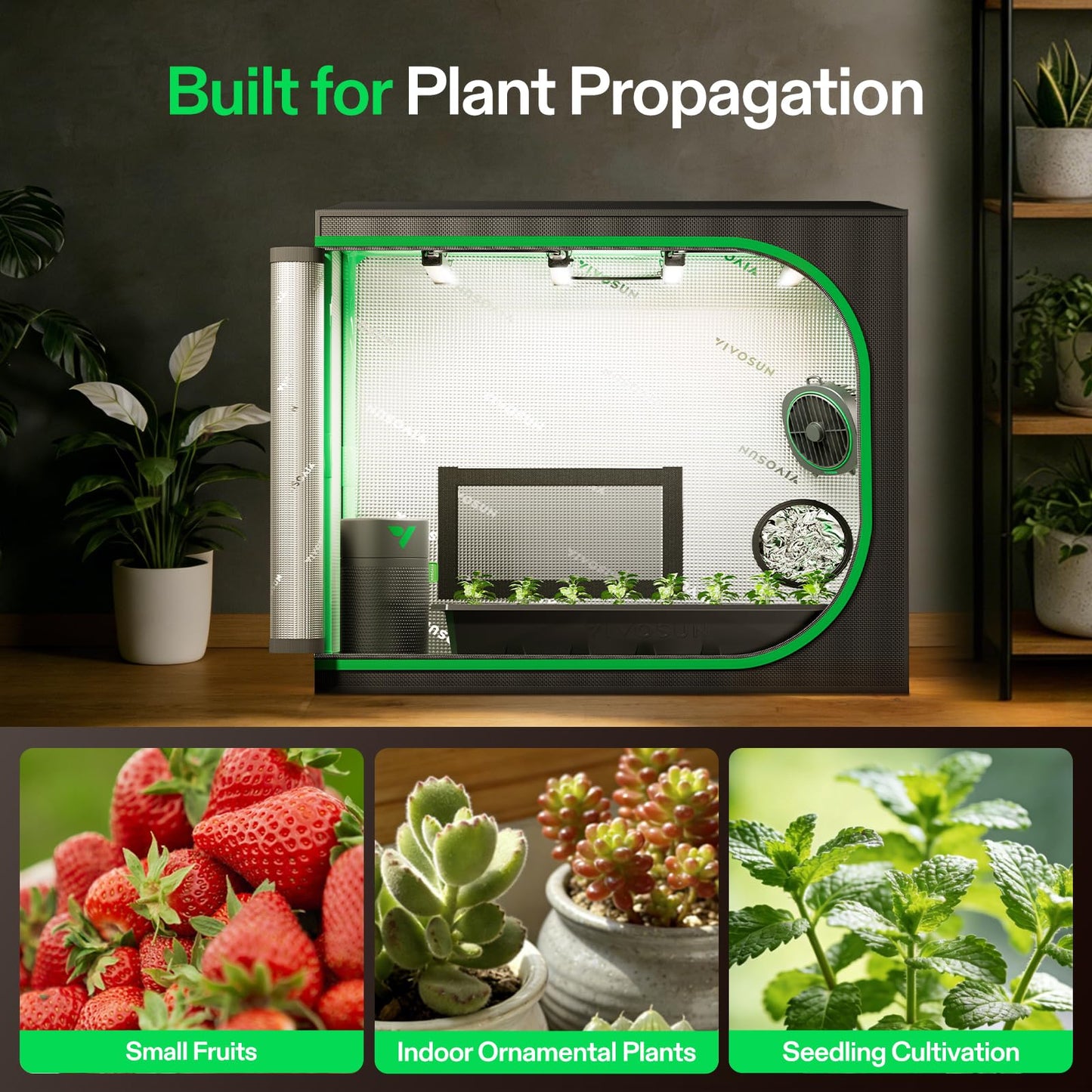 VIVOSUN Clone Tent Kit 24" x 16" x 20", with T5 Full-Spectrum Grow Light, Seed Starter Tray, Heat Mat, AeroStream U075 Humidifier, and AeroWave D4 Clip Fan, for Indoor Plant Germination, Cloning
