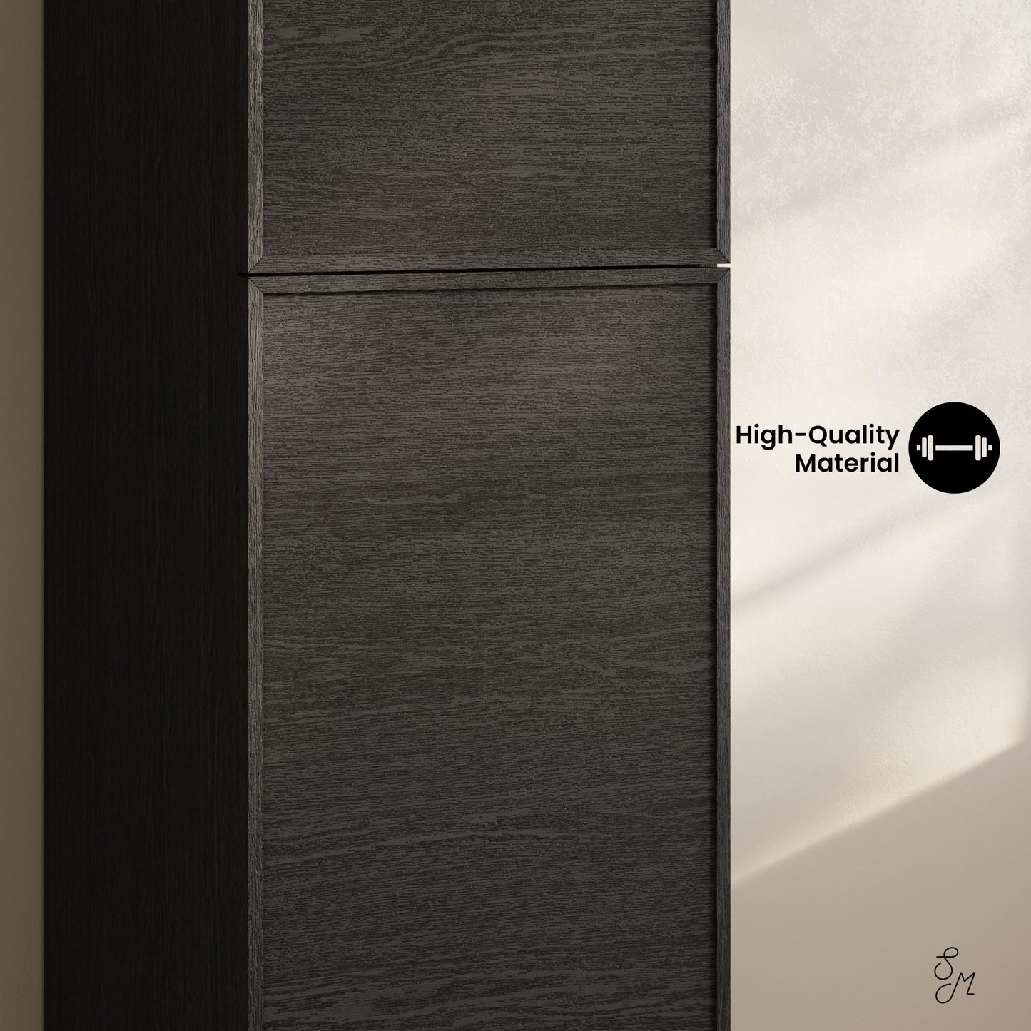 Swiss Madison St. Tropez 15 x 15 x 60 Freestanding Linen Cabinet in Black Oak