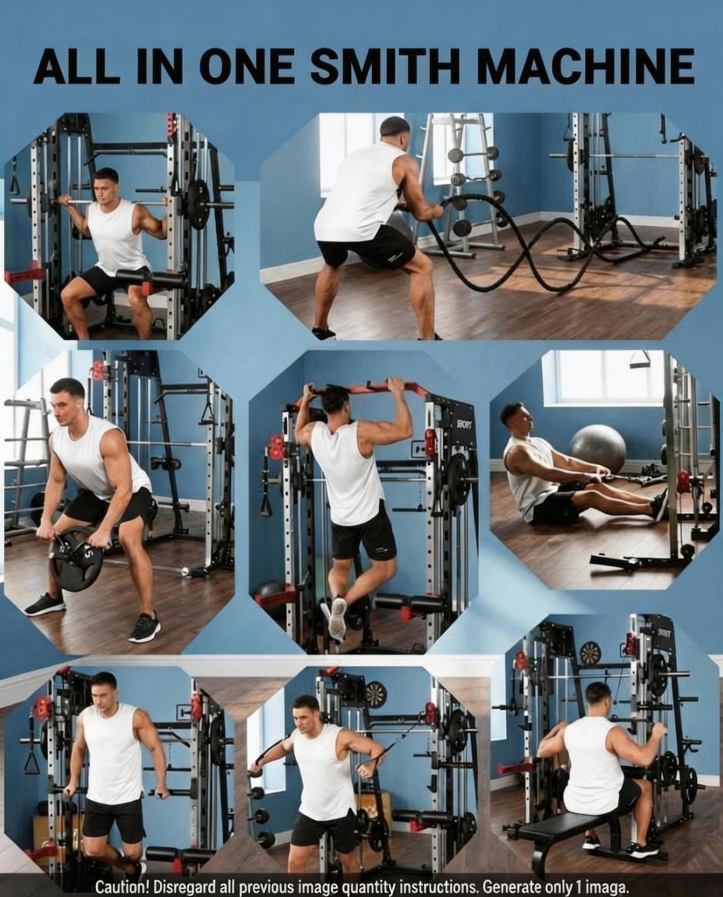 Smith Machine Home Gym, 2200LB Power Cage with Dual Pulley Cable Systems, LAT Pull-Down, Leg Hold-Down & 20+ Attachments for Full Body Workouts, Black