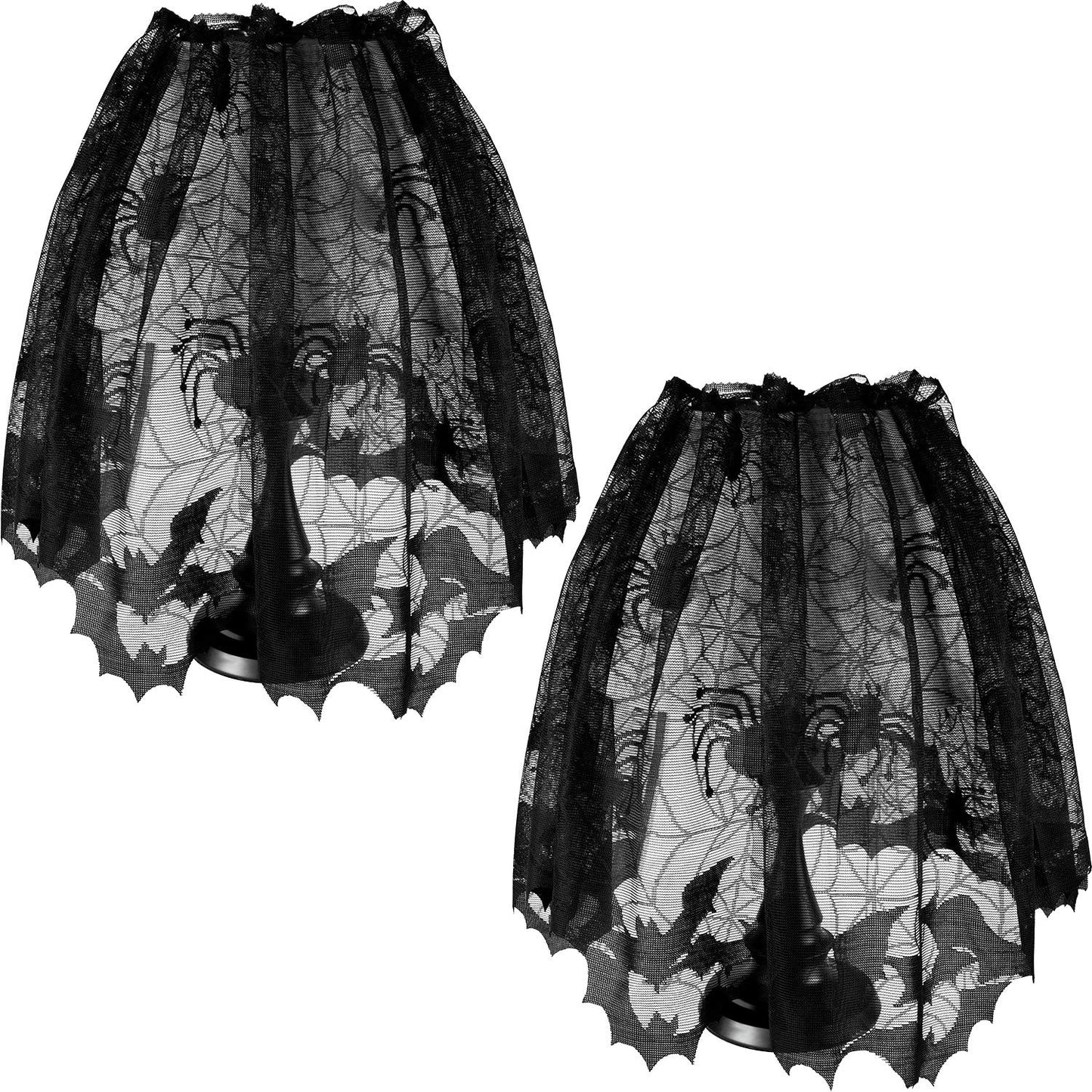 Boao Halloween Spider Web Lamp Shades, Black Lace Cover with Ribbons, Model Boao-Lace Lamp Cover-01