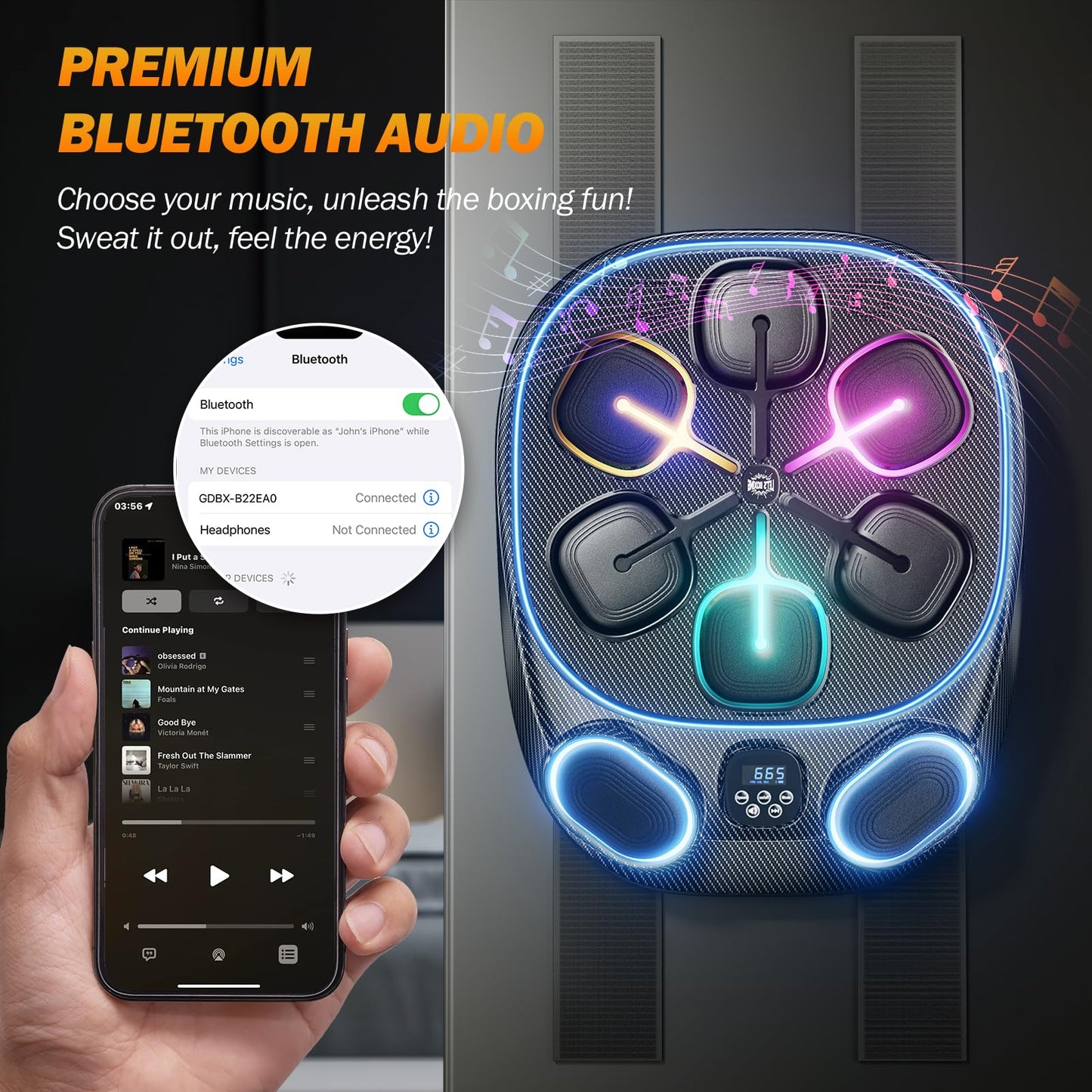 FIAMEARMOR Music Boxing Machine with Gloves, Adjustable Punching Bag Dummy for Adults Home Gym - 2026 Heavy Duty Fitness Equipment