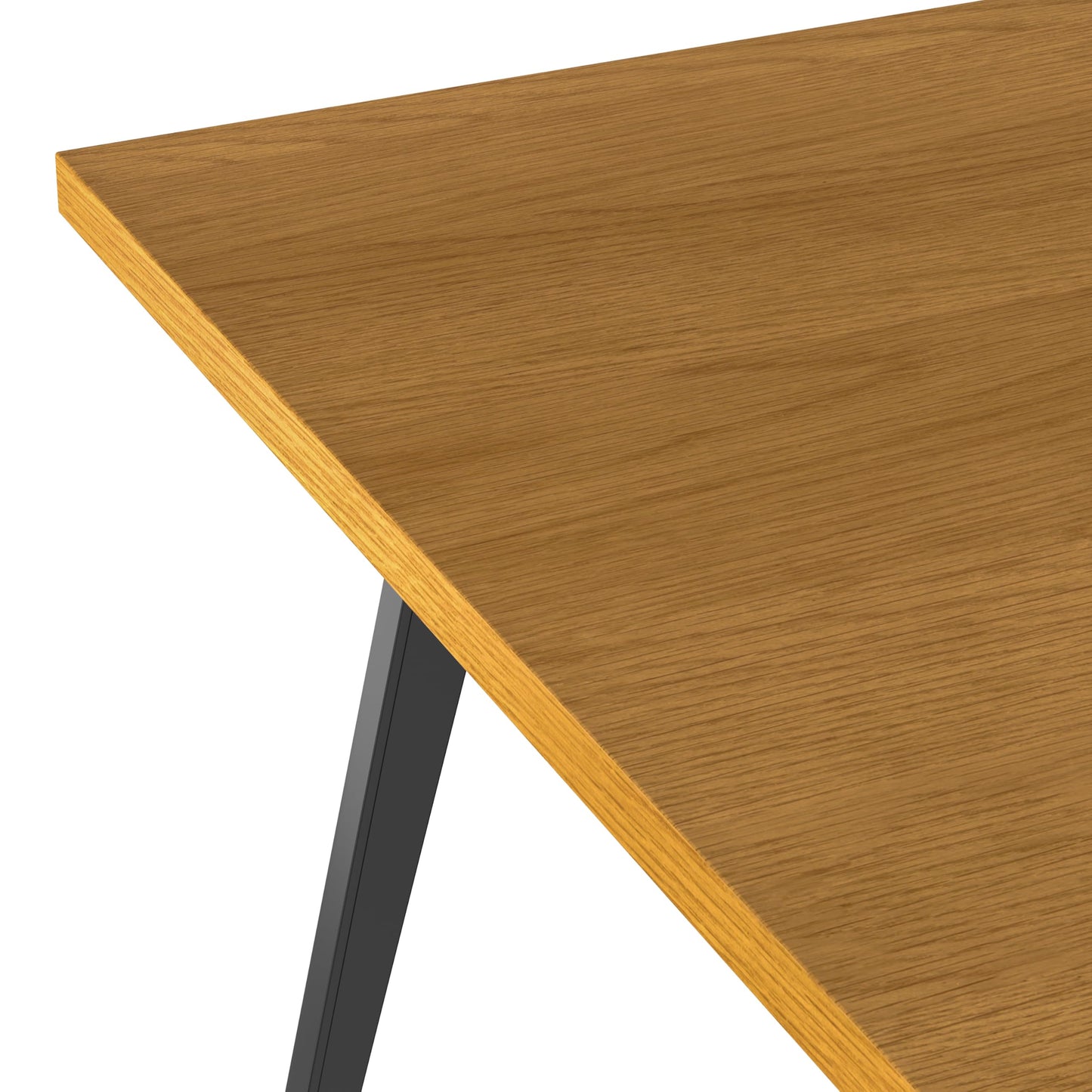 SIMPLIHOME Lowry Dining Table - 66 inch Wide Solid Wood Oak Veneer Table, Modern Industrial Style for Dining Room or Kitchen with Angled Graphite Grey Powder-Coated Iron Legs and Thick Top, Seats 6