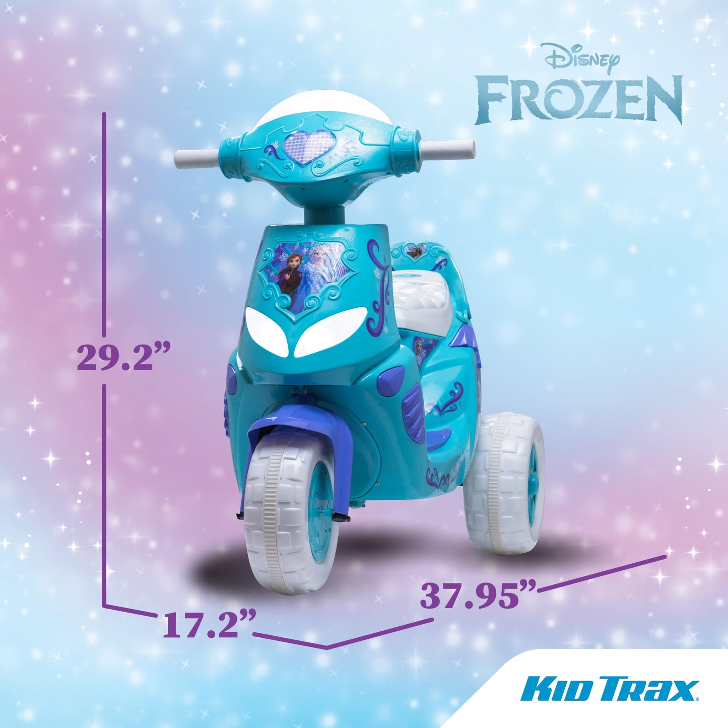Kid Trax Disney Frozen Kids Scooter Ride On Toy, 6 Volt, Kids 3-5 Years Old, Max Weight 55 lbs, Single Rider, Battery and Charger Included, Blue