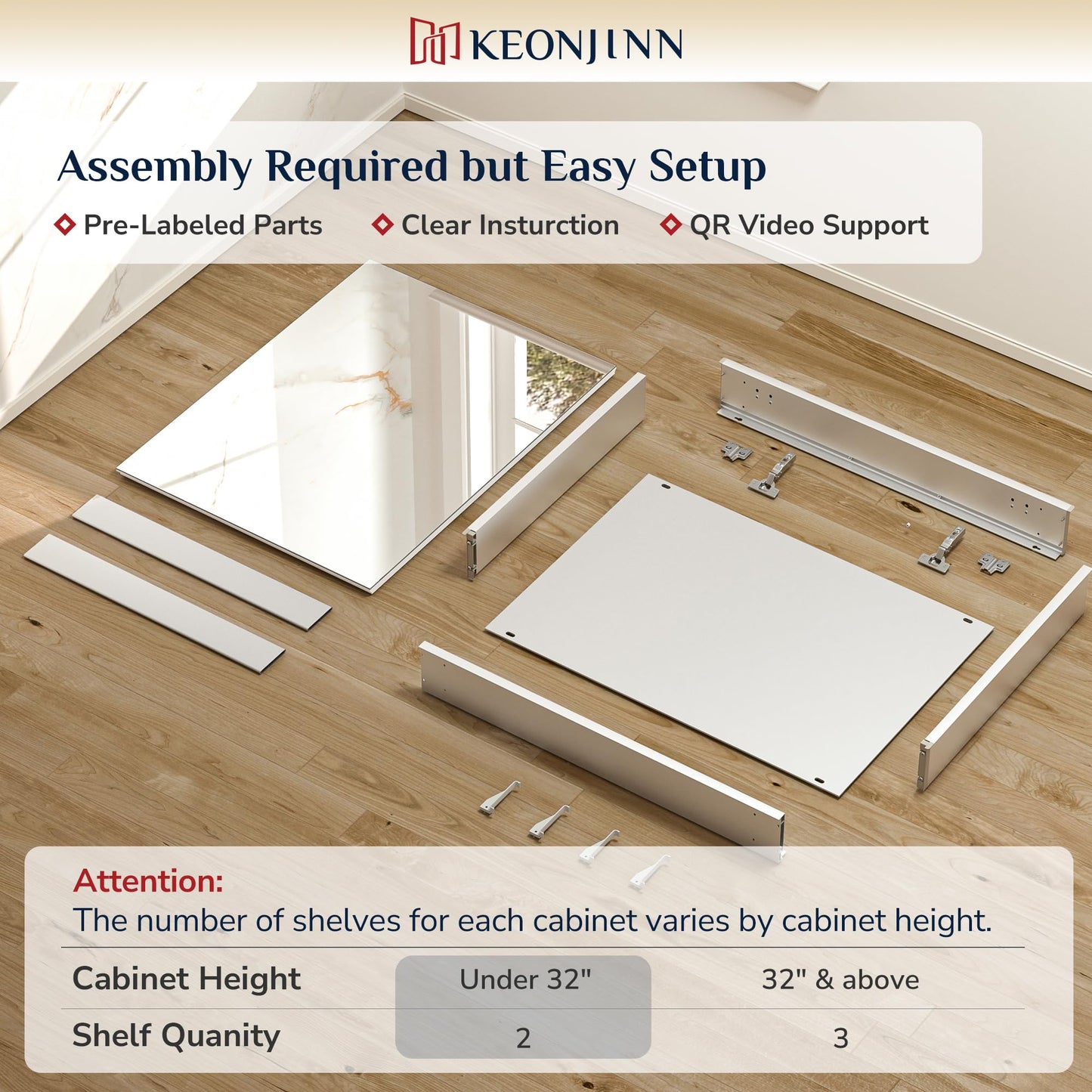 Keonjinn 30 x 26 Inch Bathroom Medicine Cabinet with Mirror, Assembly Required, Combined Double Doors Wall Cabinets, Flexiable Ample Storage, Recessed or Surface Mount, Soft Closing