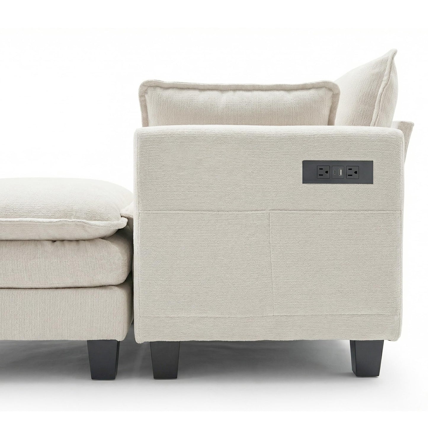 Eafurn Modular Sectional Sofa with Movable Ottomans for Living Room, 4 Seater Convertible U Shaped Sectional Couch Modern Reversible Chenille Sofa Set w/USB Ports and Side Pockets