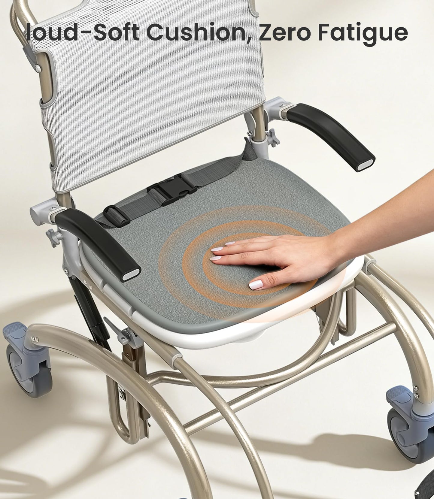 Vocic Reclining Shower Chair with Wheels for Elderly and Disabled, Height Adjustable Rolling Bath Chair with Drop Arms (300 lbs)