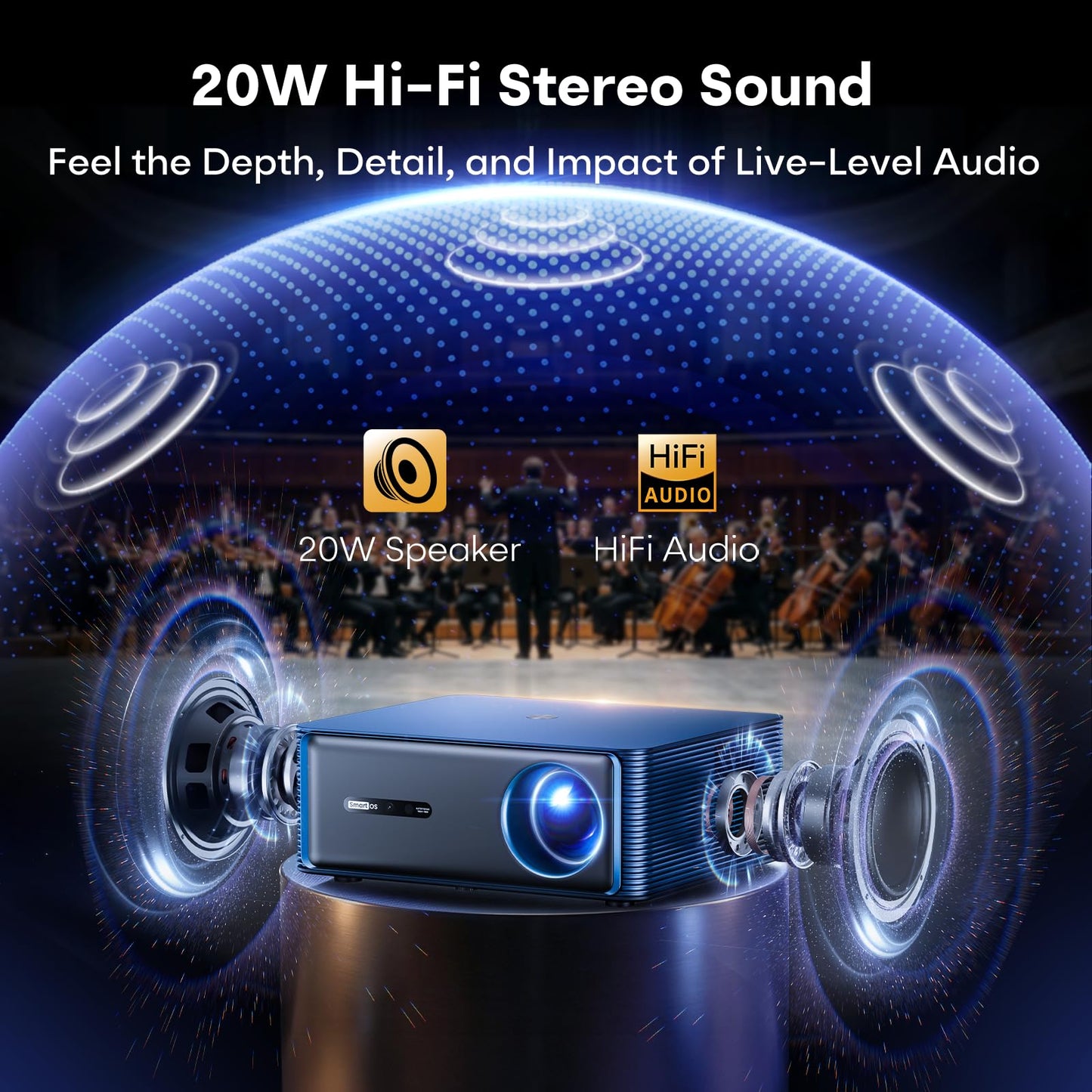 Boldever 3000 ANSI Google TV Smart Projector - 4K Projector with WiFi and Bluetooth, 20W HiFi Speakers Outdoor Movie Proyector, Auto Focus & Keystone Projector for Home Theater Indoor