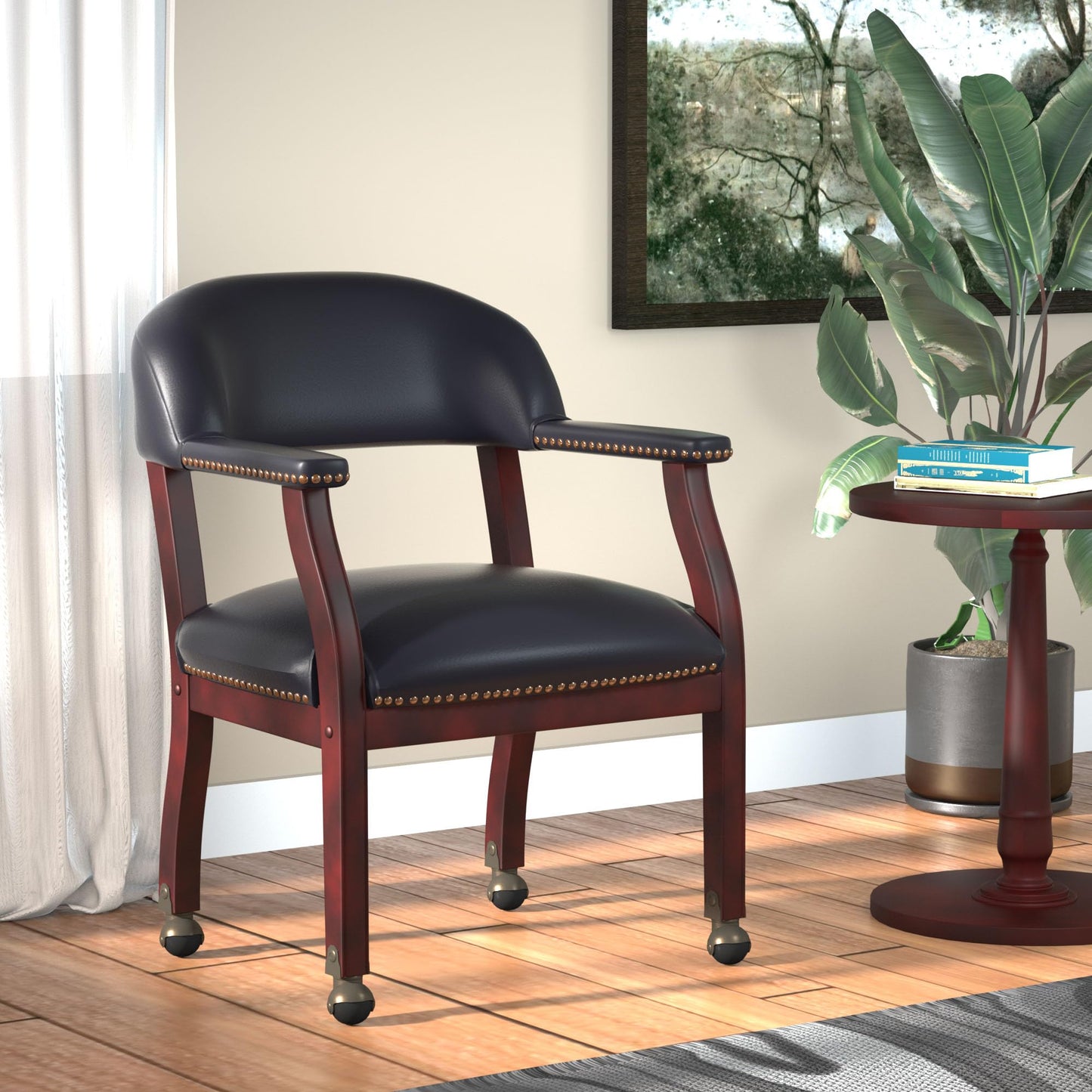 Boss Captain’s Chair In Black Vinyl W/ Casters