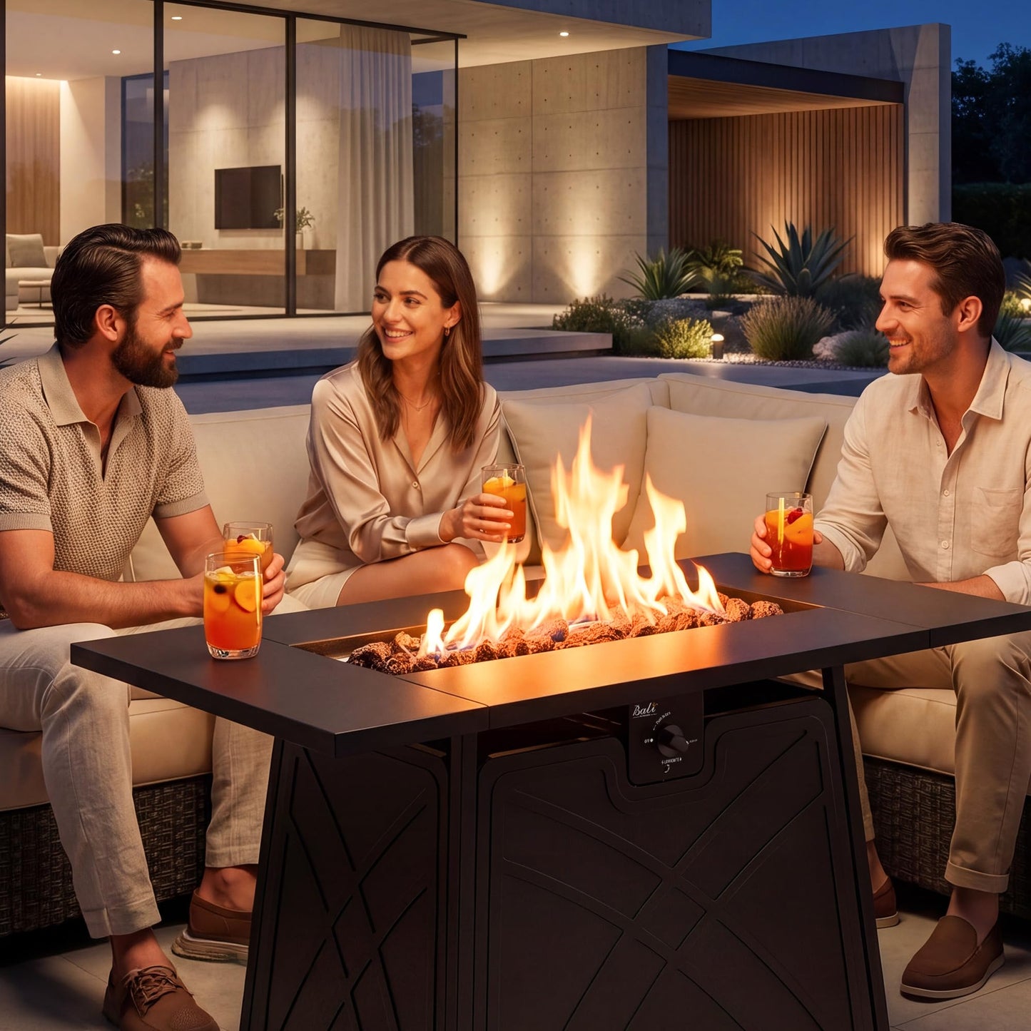 BALI OUTDOORS Propane Fire Pit Patio Outdoor Fire Pit Table Large Firepits for Outside Black