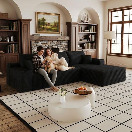 107" Oversized Cloud Sectional Sofa Boneless Couches for Living Room, Right Facing Chaise Modular L Shaped Corner Couch with Deep Seat, Memory Foam Compressed Sofa, No Assembly Required