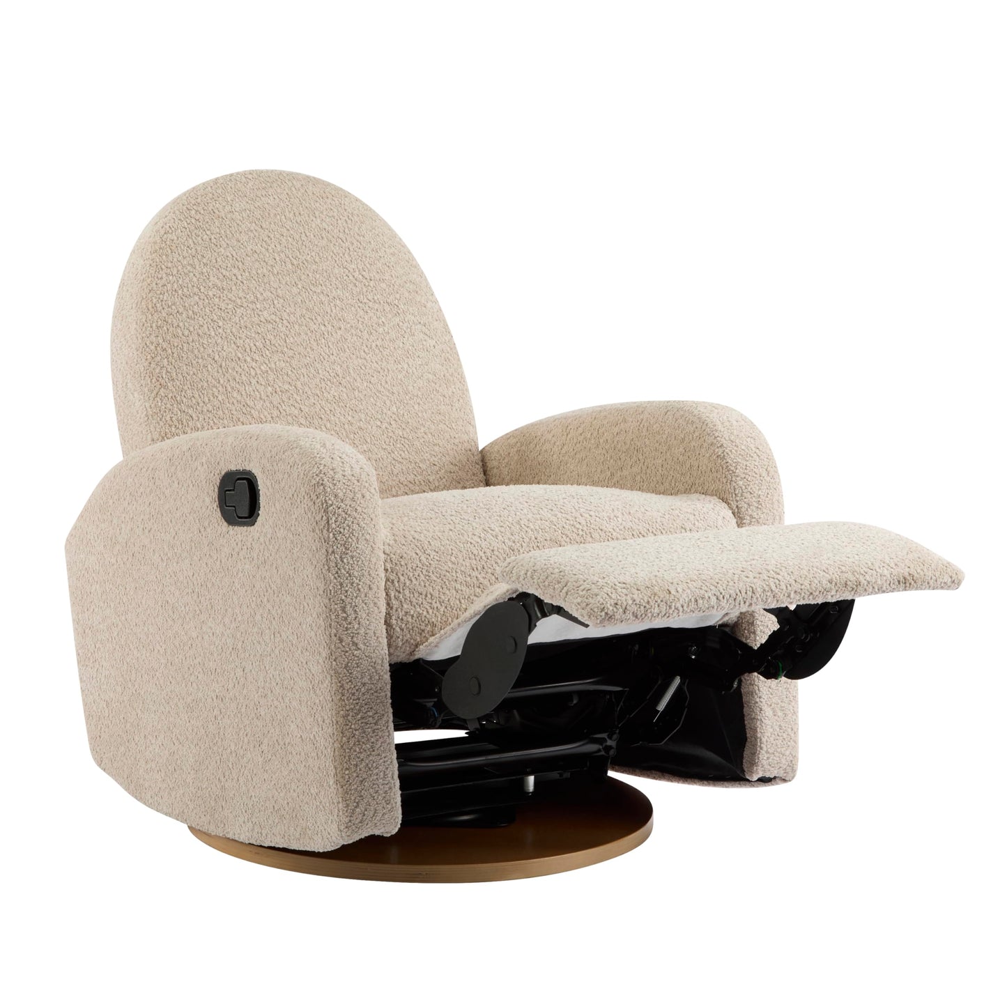 Merax Boucle 360 Swivel & Glider Recliner Chair, Soft Bedroom Sofa Chair with with Thicker Seat Cushion, Modern Home Theater Seating for Living Room Almond