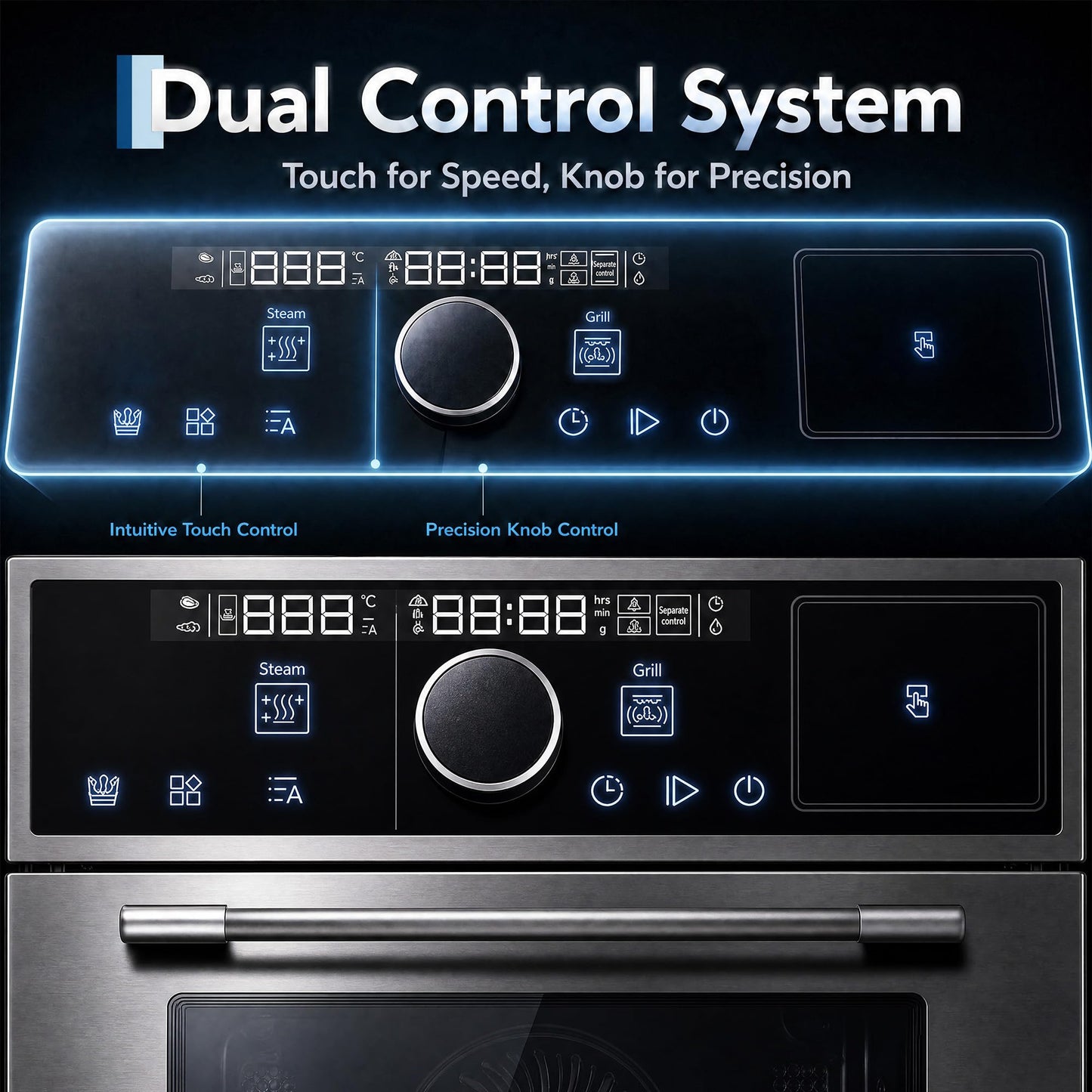Garvee 24 Inch Built-in Single Wall Oven, 2.5 Cu. ft. Electric Oven, 3000W Power, 5 Cooking Functions, Touch & Mechanical Knob Control, Double Layer Low-e Glass Door, ETL Certified, Silver
