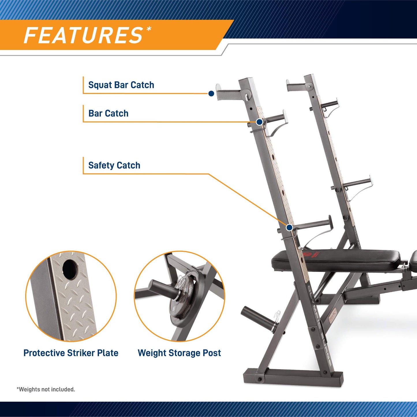 Marcy Olympic Weight Bench for Full-Body Workout MD-857