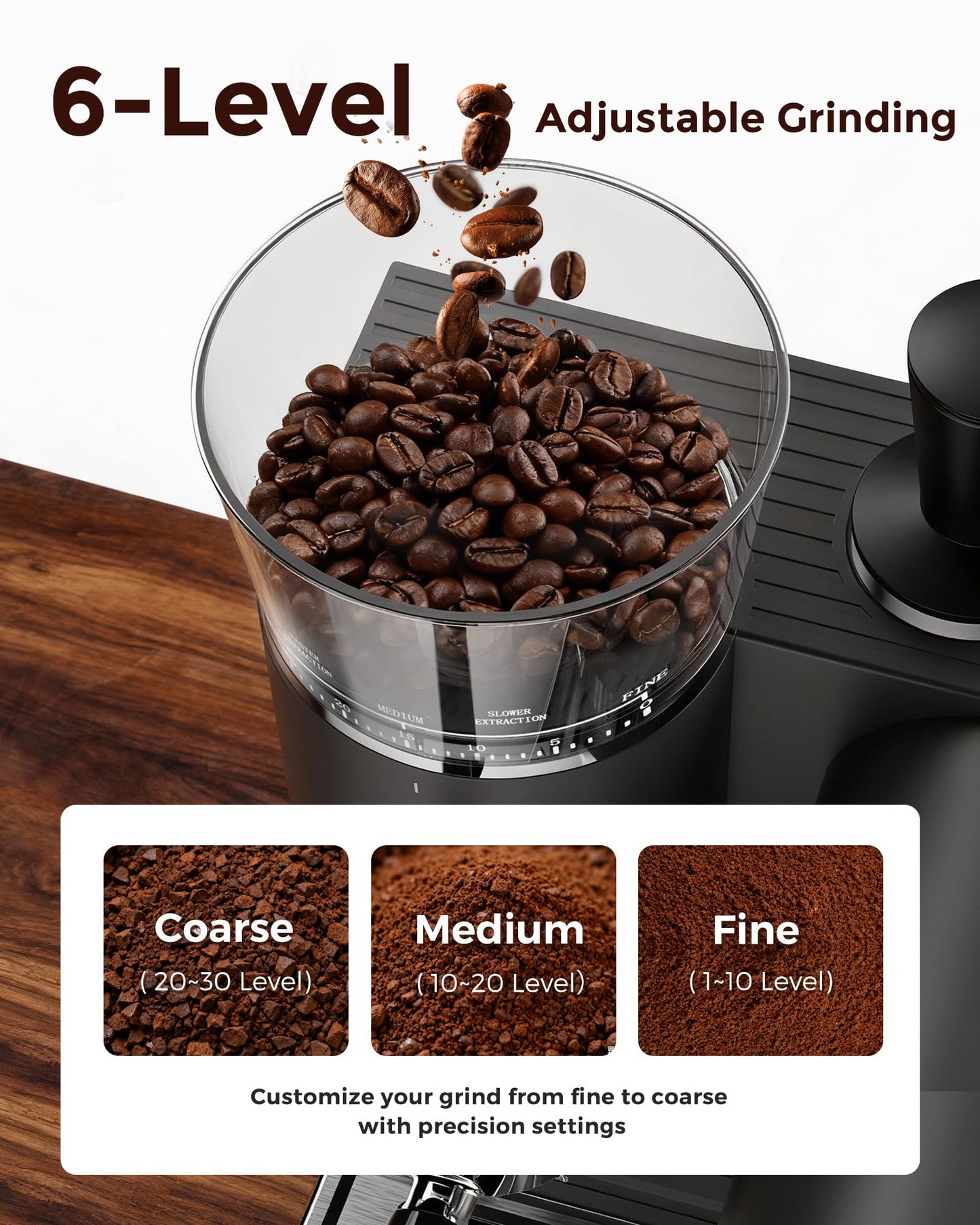 avigator 20 Bar Espresso Machine | LED Screen Touch Control | 6 Level Adjustable Grinder | Drip Coffee & Cold Brew, Milk Frother, Assisted Tamper & Built-In Accessory Storage Box | 50oz Tank