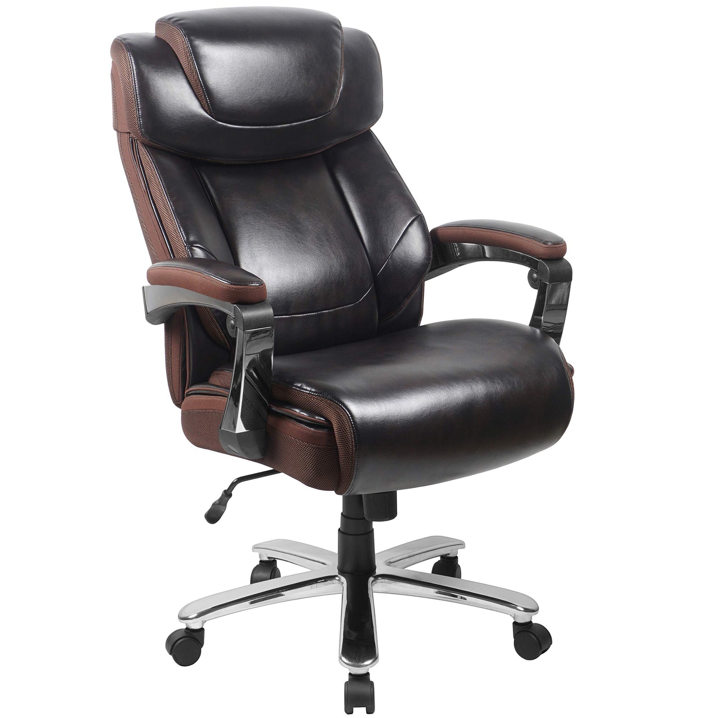 Flash Furniture Hercules Series High-Back Swivel LeatherSoft Office Chair, Ergonomic Executive Chair with Headrest and Adjustable Height, Brown
