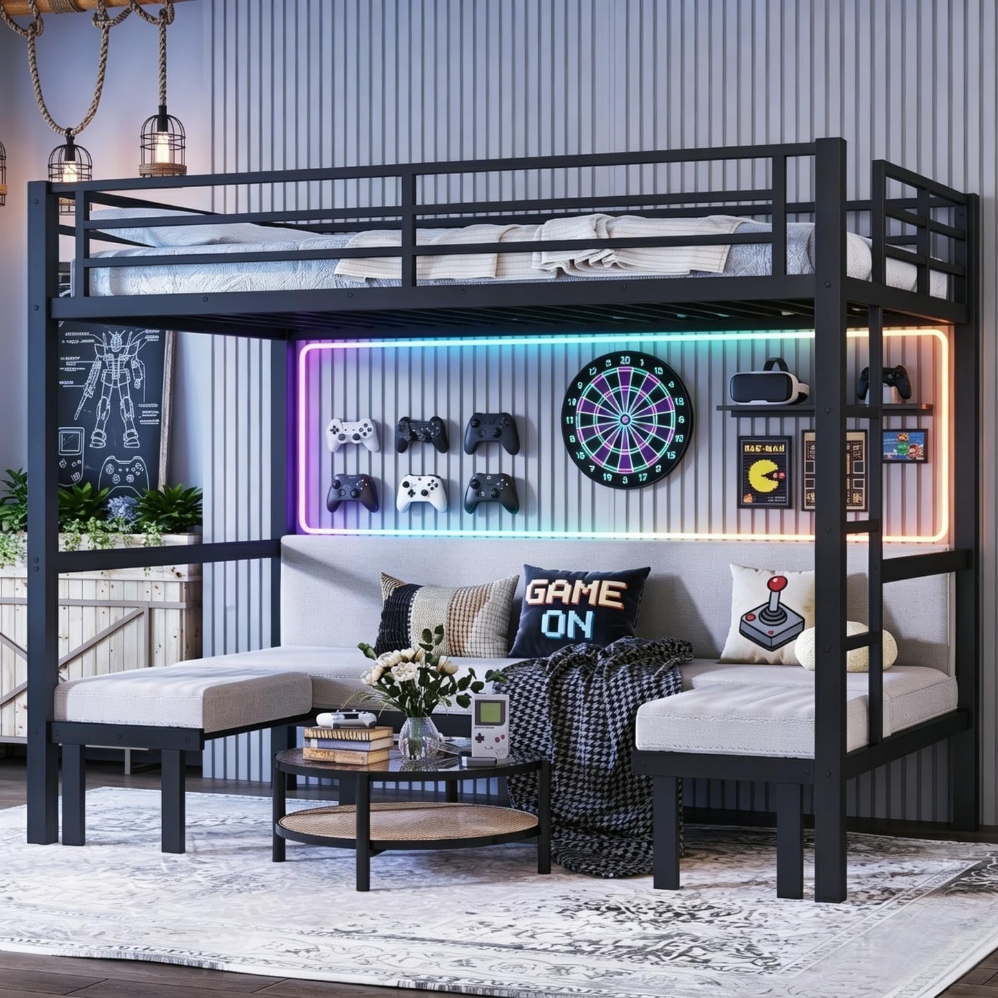 KavlSean Twin XL Over Twin XL Size Bunk Bed, Heavy Duty Loft Bed, Lower Bunk can be Pulled Out in Three Sections, Metal Bunk Bed with Safety Guardrails for Teens, Adults (Twin XL)
