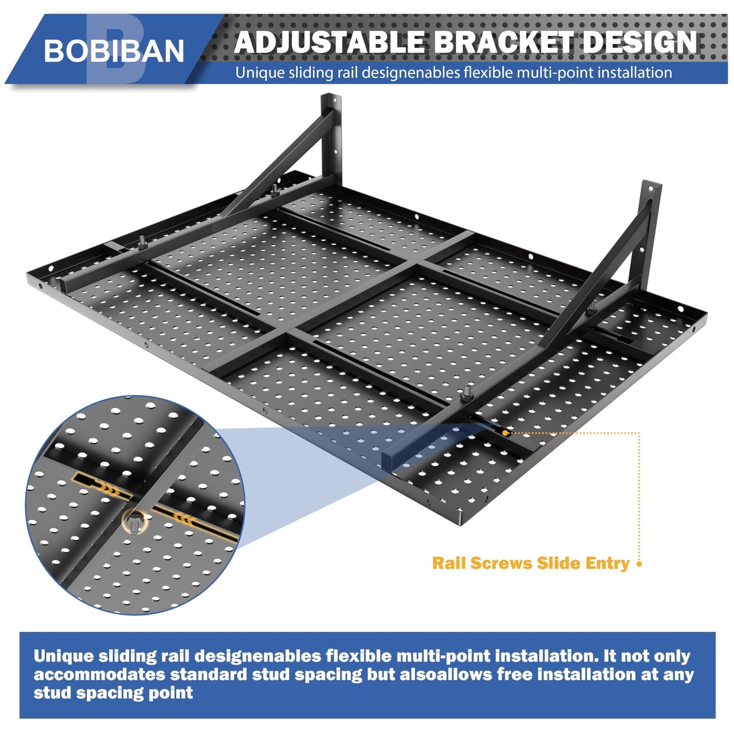 BOBIBAN 4 Pack Garage Wall Shelving Heavy Duty 2x3ft, Black