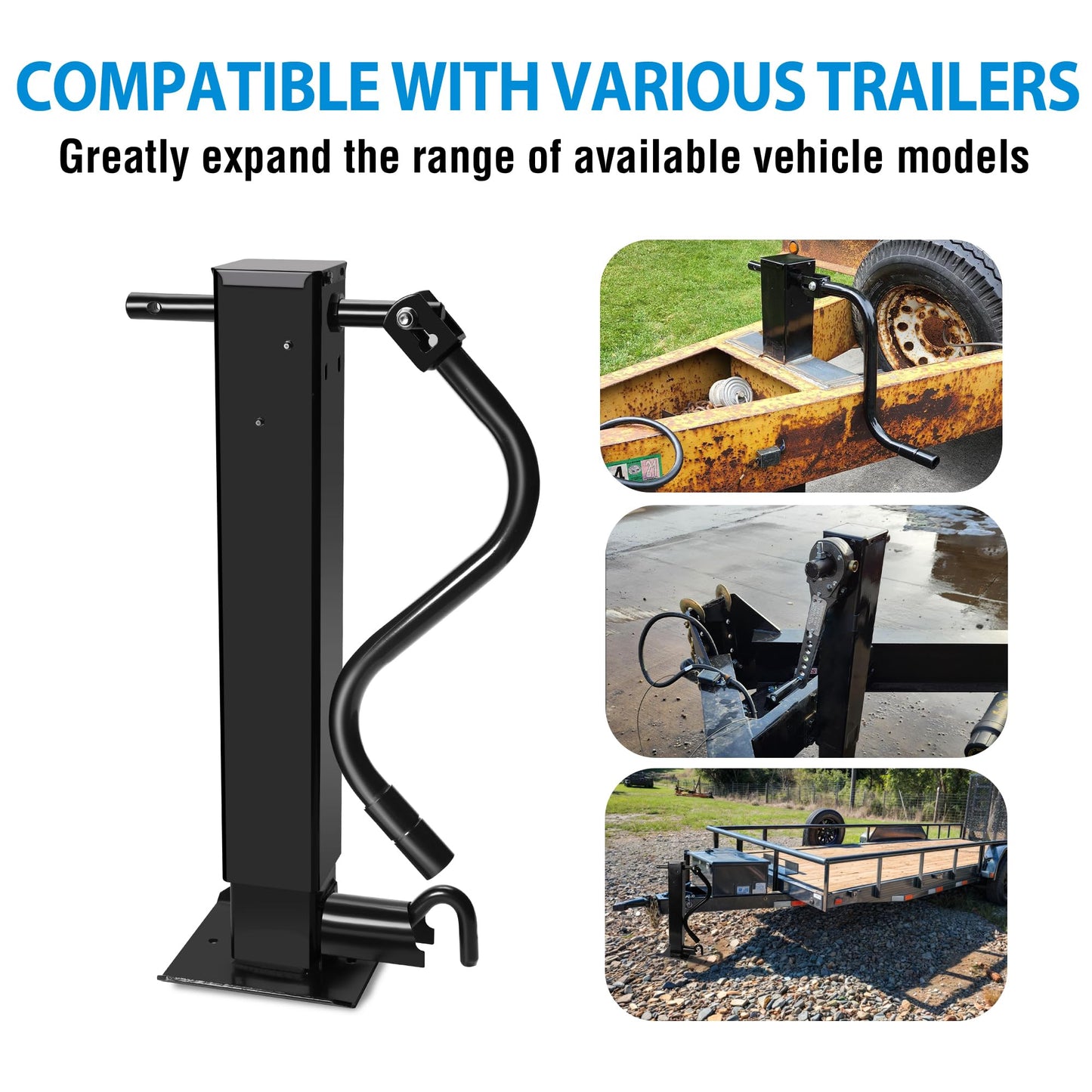POLESTAR 12000lbs Capacity Heavy-Duty Trailer Jack, Sidewind Square Direct Weld-on Jack, Side Pull Pin with Handle Crank, Adjustable Drop Leg, 26" Travel for Lift Utility Trailer, RVs, Campers, Boat