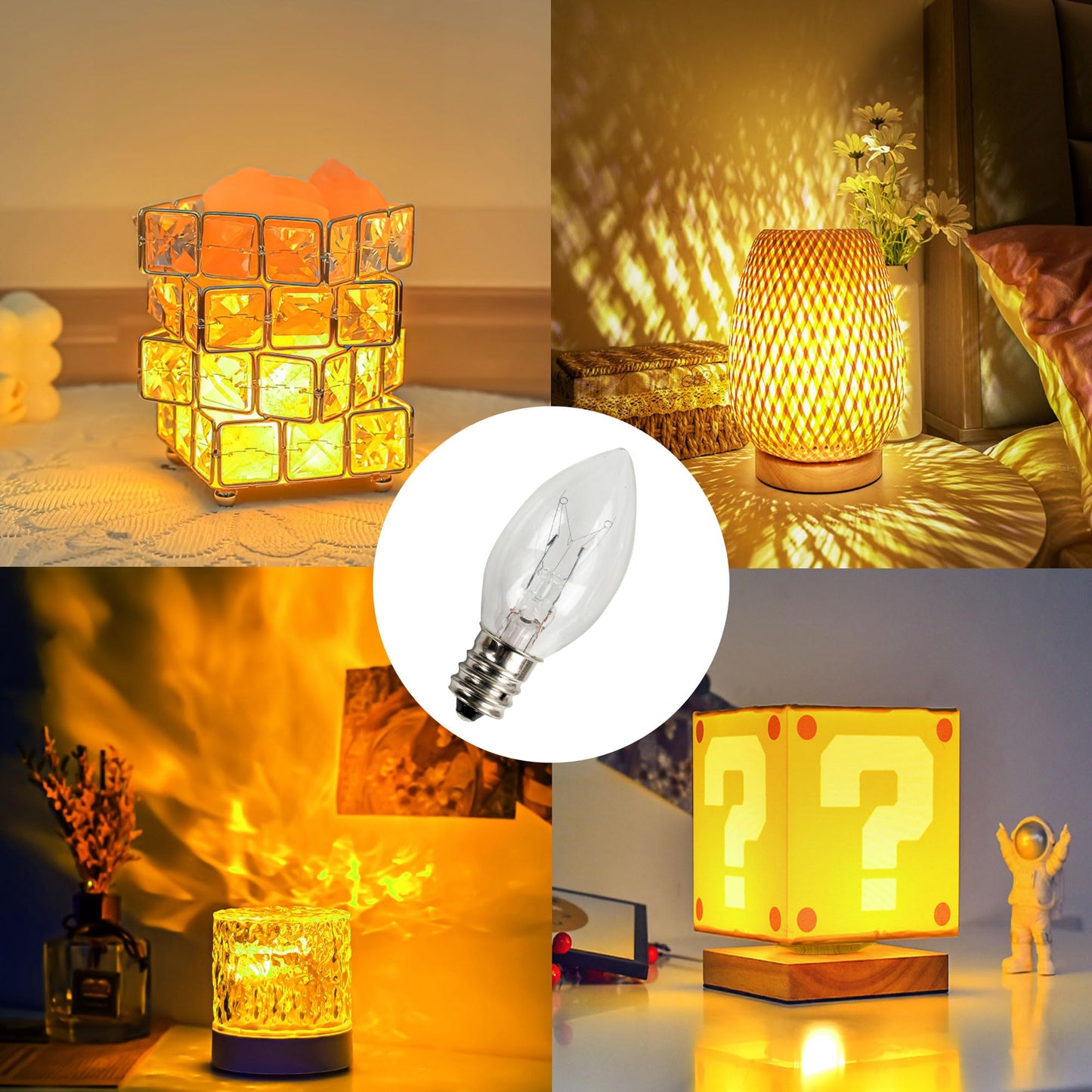 Dazzle Bright 4 Pack Accessory Cord with E12 Socket, Warm White Incandescent Bulbs, Model 31001A-09