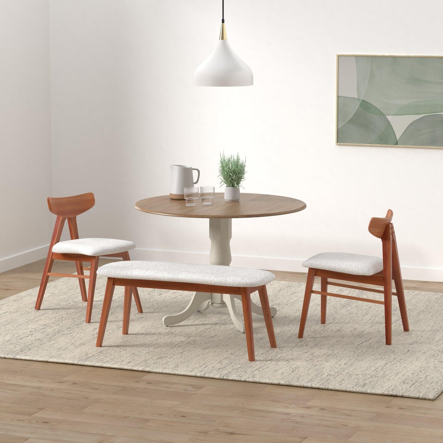 IC International Concepts, 42" Round Dual Drop Leaf Pedestal Dining Table, Solid Real Wood, Sturdy Parawood, Distressed Hickory/Stone