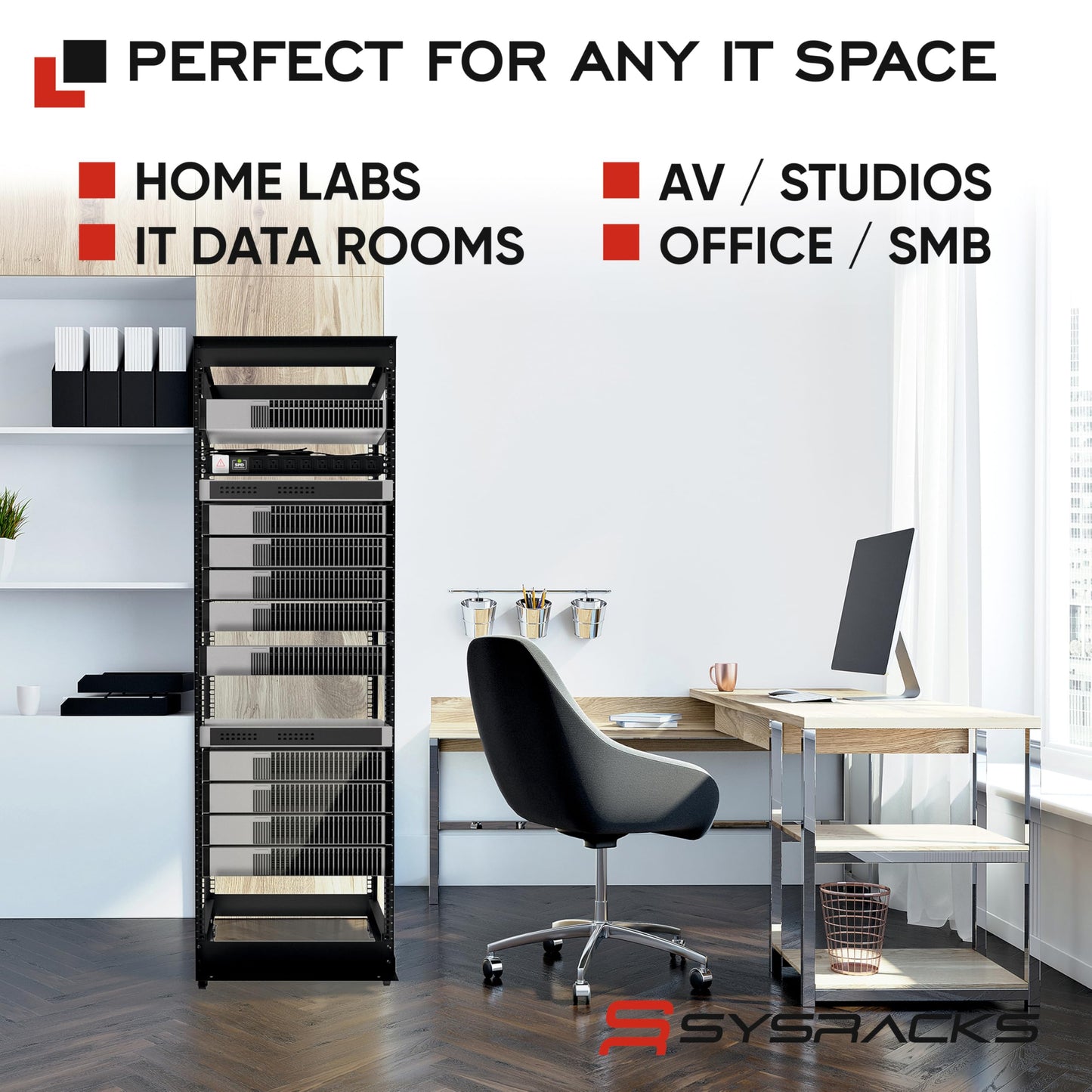 32U 4-Post Open Frame Server Rack – Adjustable Depth 24"–37", 19" Network Equipment Rack with Square Mounting Holes, Floor Standing Steel Rack for IT, AV & Telecom