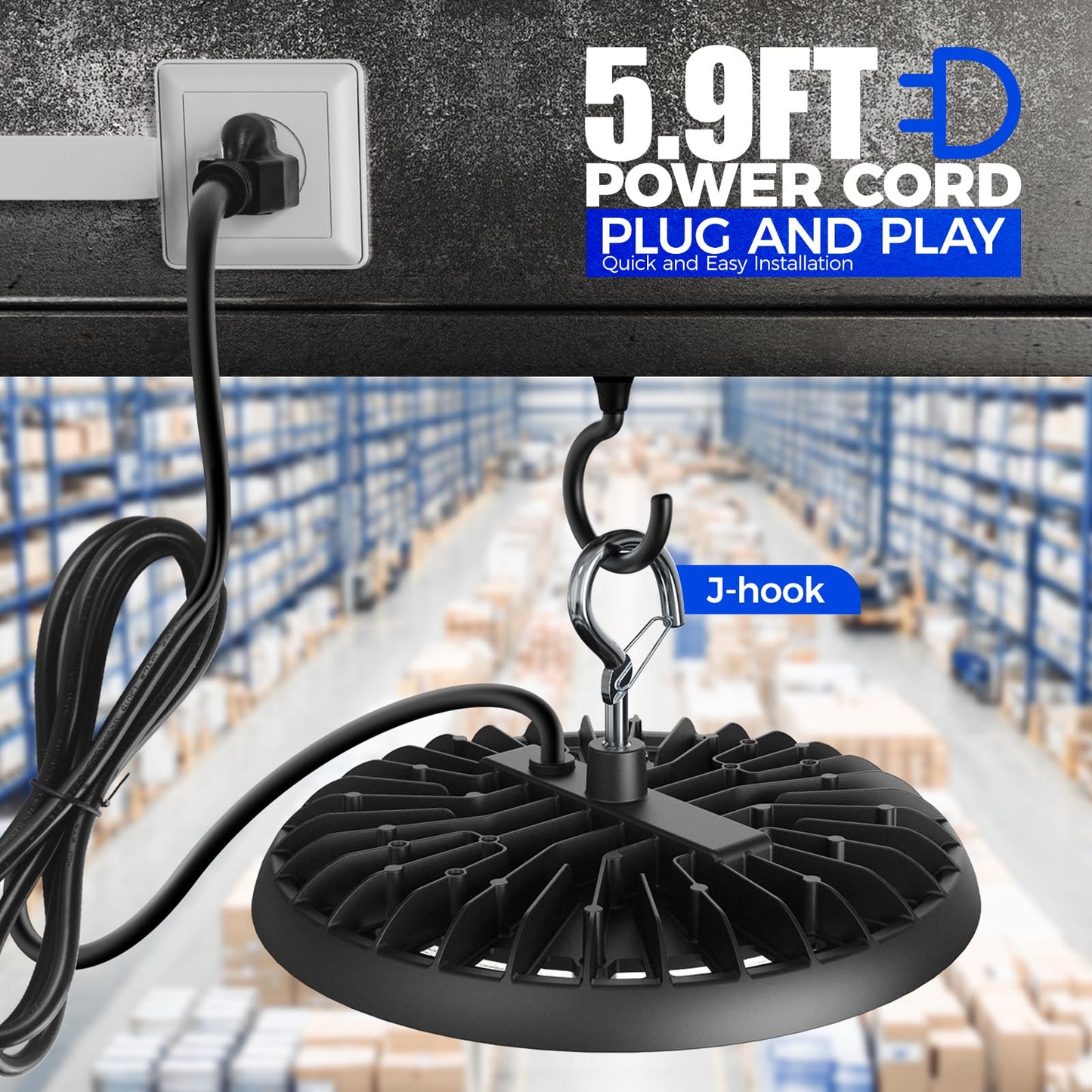 Barrina UFO LED High Bay Light 150W 21000LM IP65 Waterproof 5000K 2 Packs Daylight White Model BA-UFOD02-150W-6KV-50