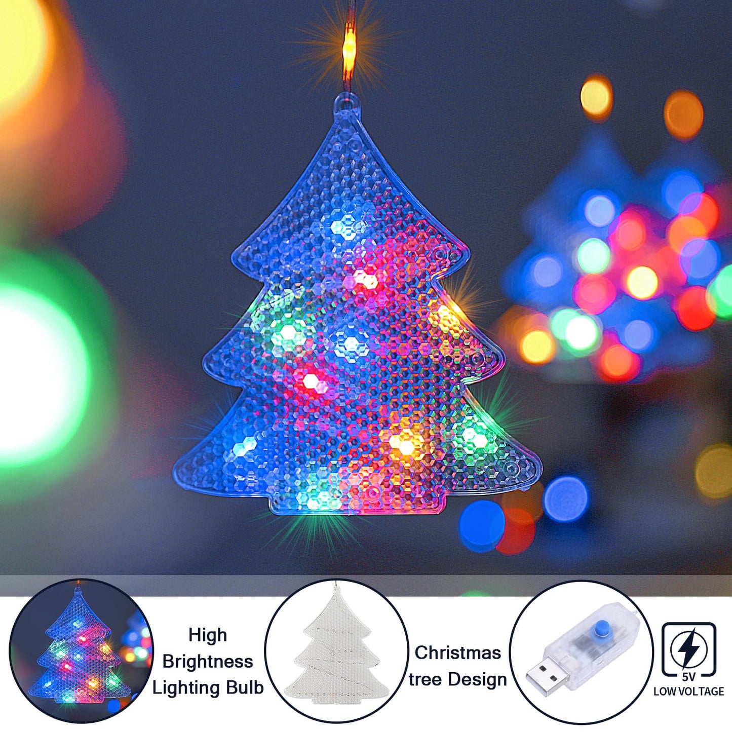 BLOOMWIN Christmas Window Lights - 2M 160 LED Snowflake Hanging Fairy String Lights, Multicolor, Model XY-022
