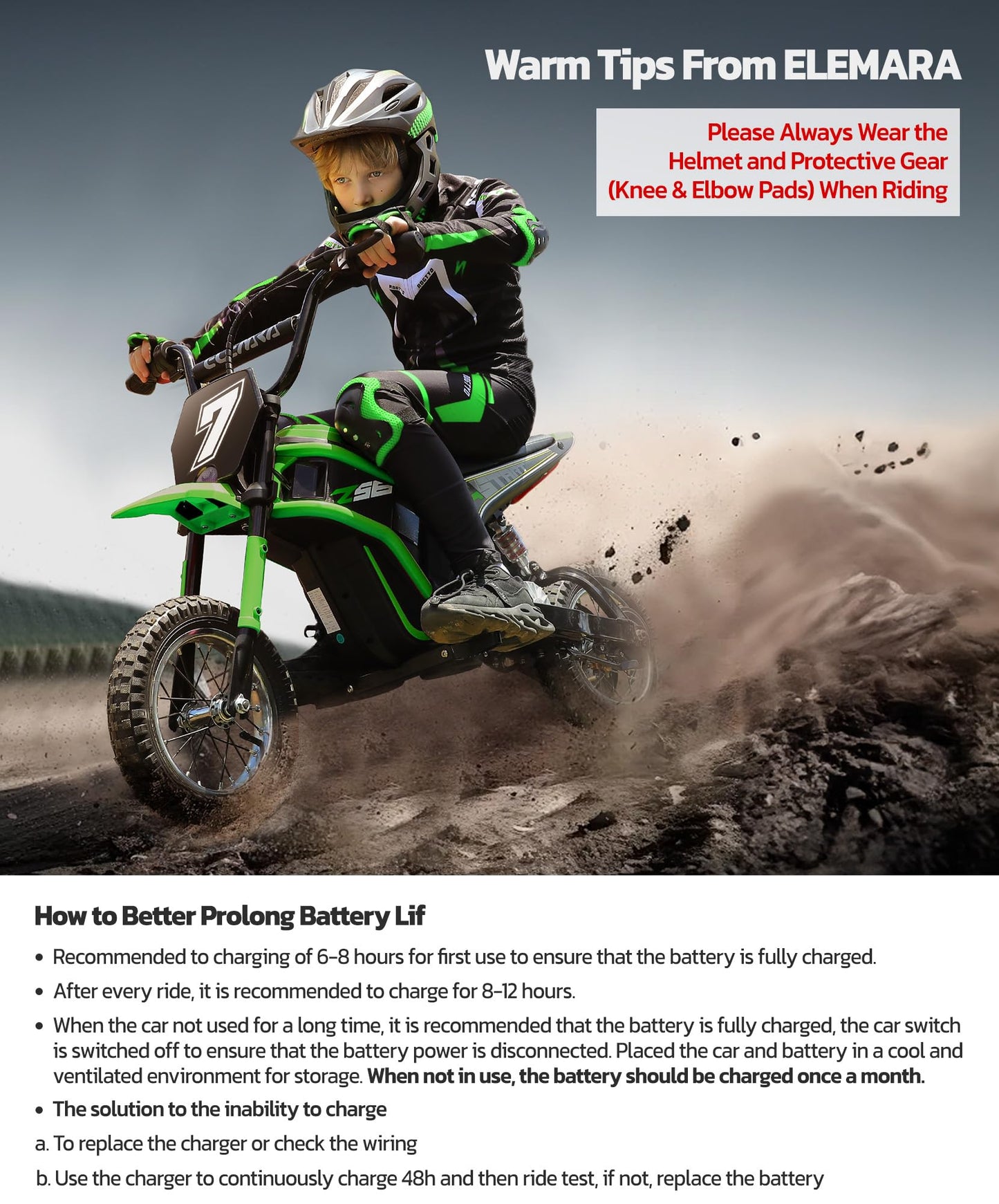 ELEMARA Electric Dirt Bike,350W Motorcycle 24V Ride on Toy for Big Kids w/LED Power Display,15.5 mph & 150lb Max,3 Speeds,Chain-Driven Motor,Twist-Grip Throttle&Brake Lever,12" Air-Filled Tires-Green