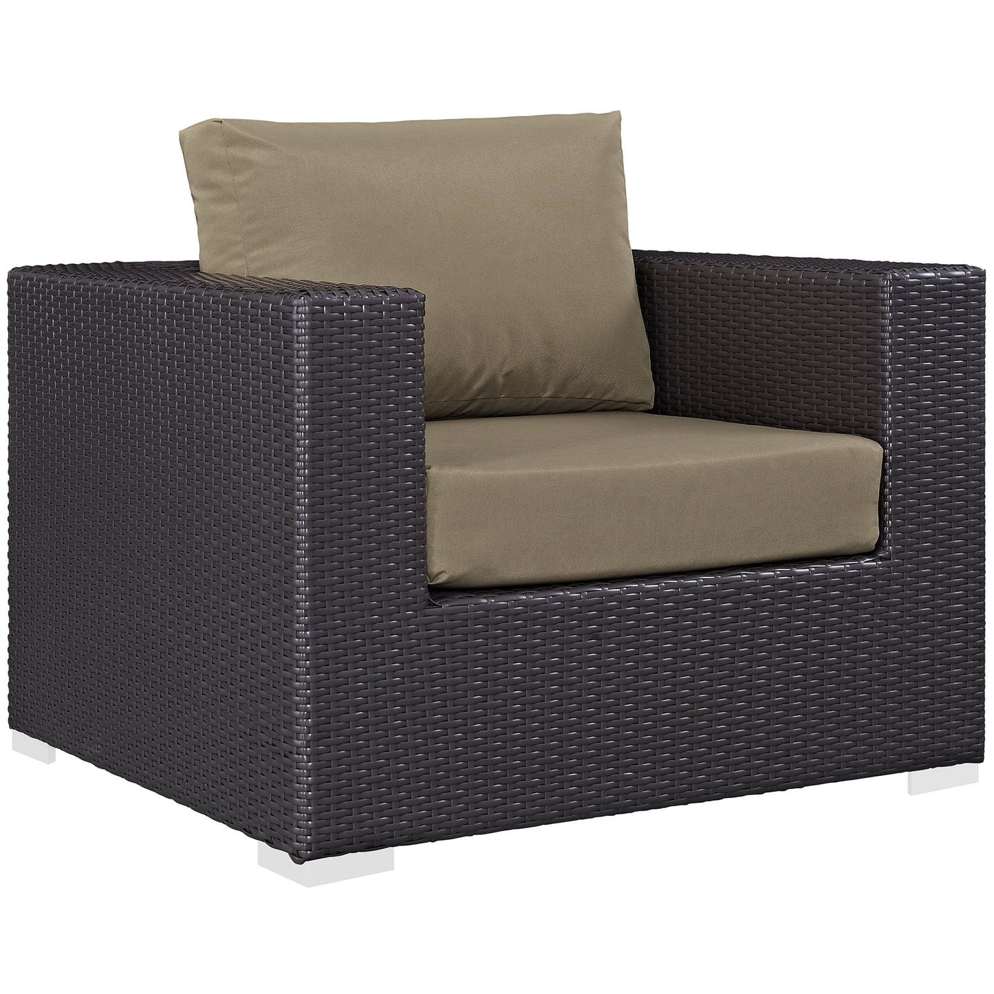 Modway Convene Wicker Rattan 4-Piece Outdoor Patio Furniture Set in Espresso Mocha