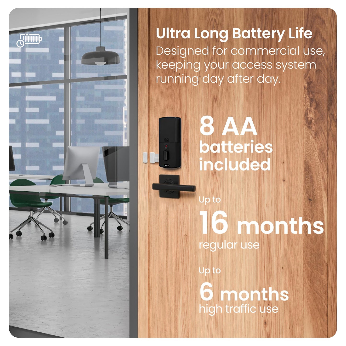Lockly Guard Secure Pro Deadbolt PGD728WPU Commercial Smart Lock – UL10B/10C Fire Rated Keypad Door Lock with Fingerprint, Wi-Fi & Bluetooth, Alexa & Google Compatible, 8 AA Batteries