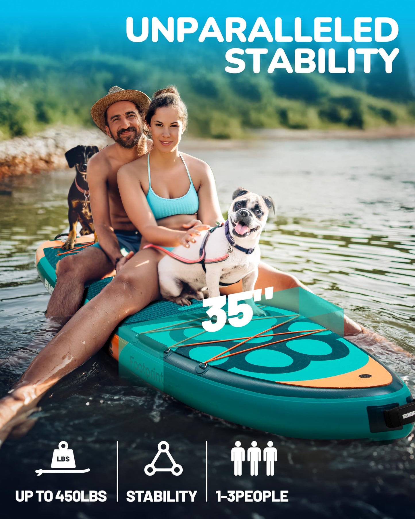 BIGFLY 11'6"x35"x6" Inflatable Stand Up Paddle Boards, Widened SUP Board for Pet Dog Family Board Independently Scratch Resistant Pet pad, Travel Leisure w/Camera Mount