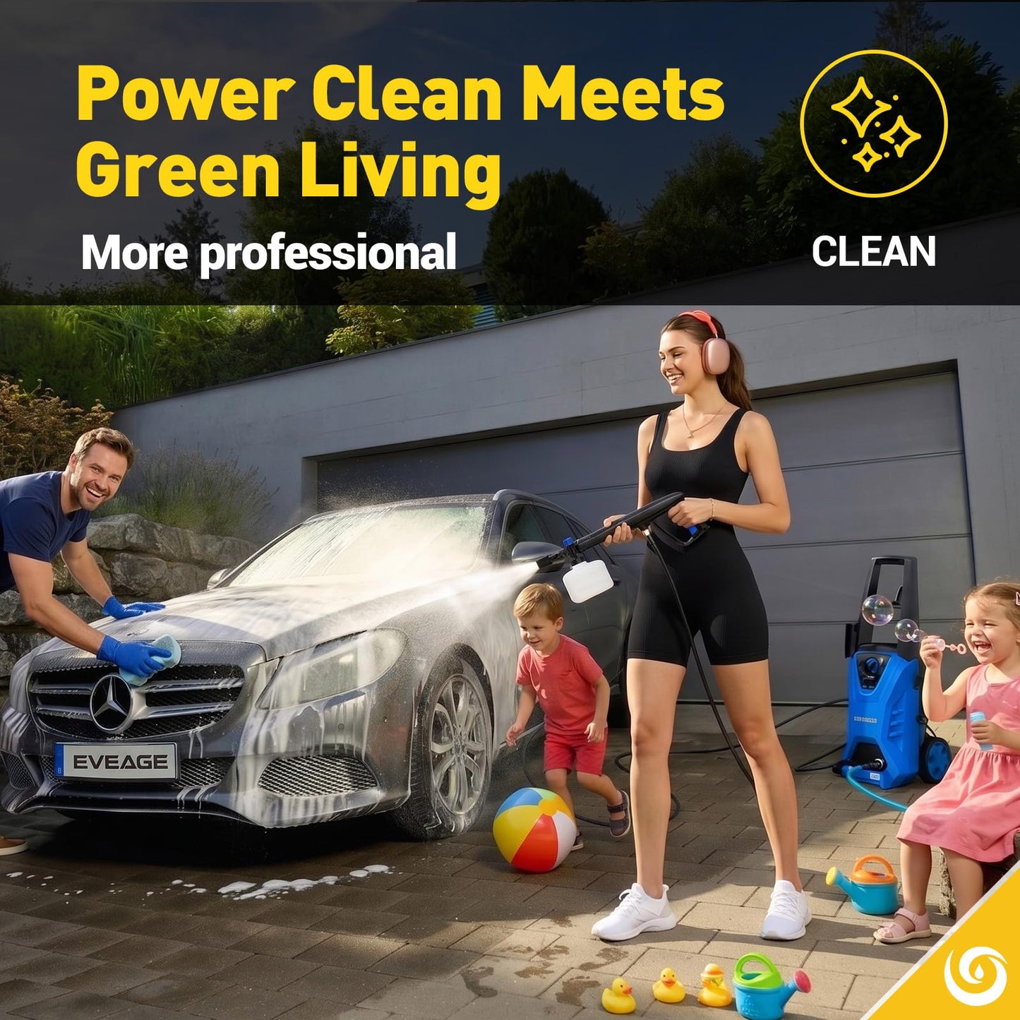 EVEAGE Professional Electric High-Pressure Cleaner - 4200 PSI 2.8 GPM Power Washer Station, Includes 1L Foam Cannon, 3 Quick-Connect Tips & 20ft Hose, Ideal for Driveway, Deck & Car Detailing