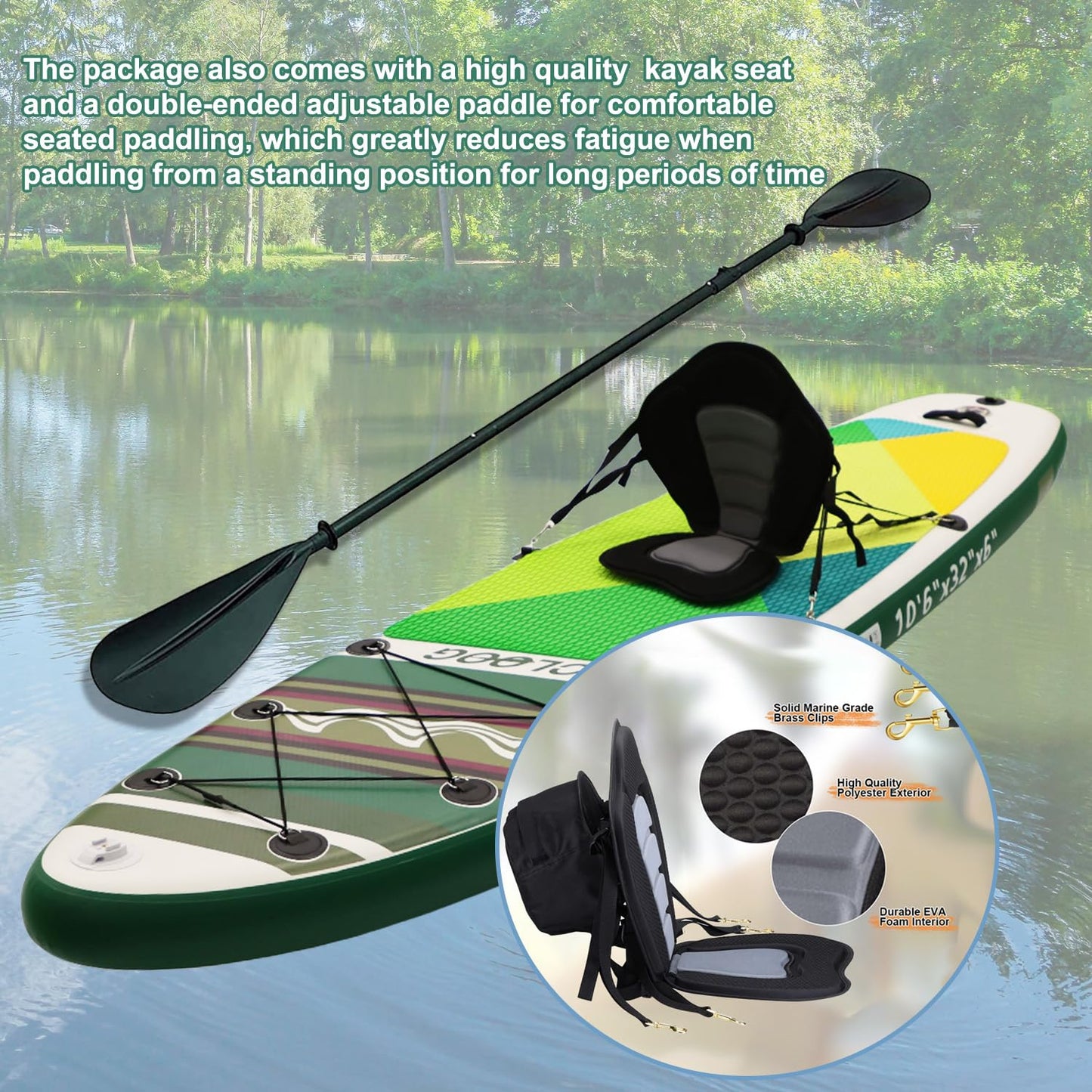 Inflatable Stand Up Paddle Board with Seat, 10'6" SUP 440LBS, Recreational Paddleboard for Adults Beginners, Blow Up Paddle Board with Fishing Design, Camera Mount, Cooler Bag & Full Accessories