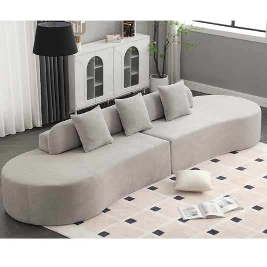 130.5-Inch Oversized Symmetrical Boneless Cloud Couch Modular Sectional Sofa Couch Deep Seat for Living Room, Curved Floor Foam Cloud Sectional Sofa with 3 Toss Pillows