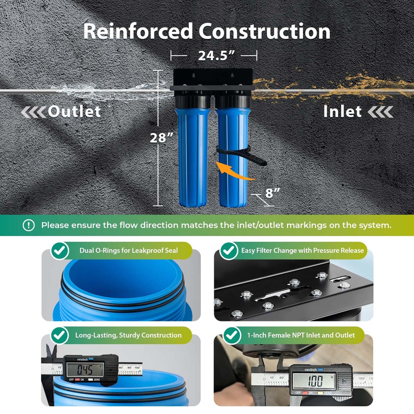 iSpring PFAS & Heavy Metal Whole House Water Filter System, Also Reduces Chlorine, Hydrogen Sulfide, Odor, Bad Taste, SGS-Tested Reducing up to 99% of PFAS, 1” Inlet/Outlet, Model: WGB22B-PFKS