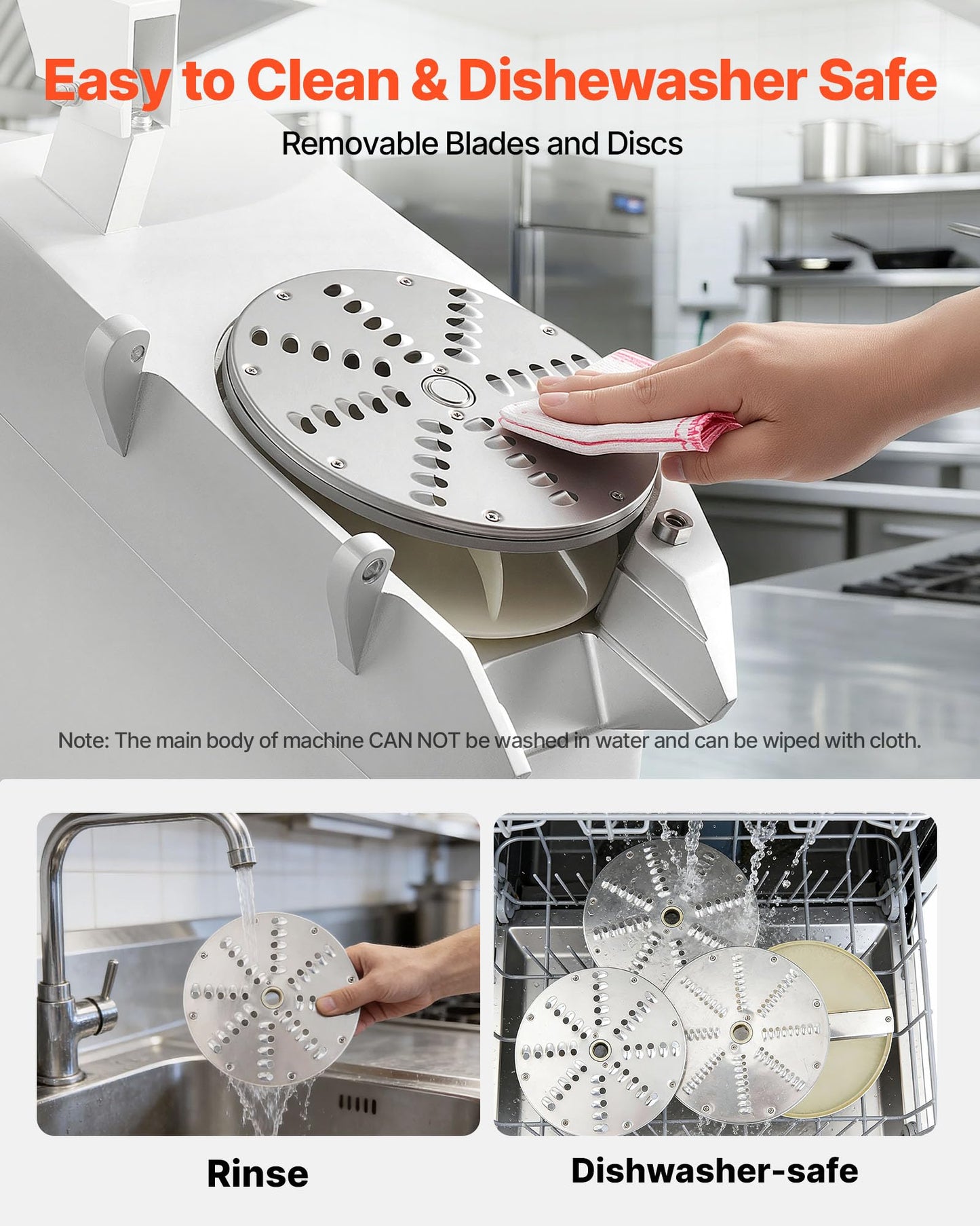 VEVOR Commercial Food Processor 2 Feeding Holes, 550W Electric Vegetable Slicer 1600 RPM, Stainless Steel Vegetable Processor Detachable 6-blades, 3mm/4mm/7mm Shred, 2mm/4mm Slice
