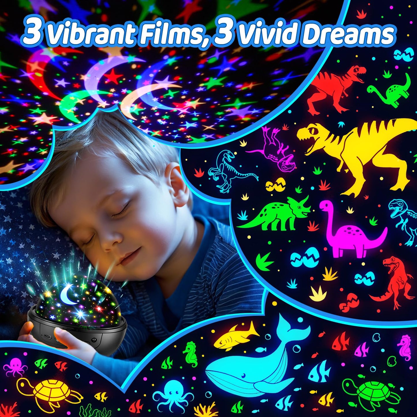 COOLNIGHT Night Light Projector for Kids, 93 Lighting Modes, Remote Control, Black, Model NLP-Pro
