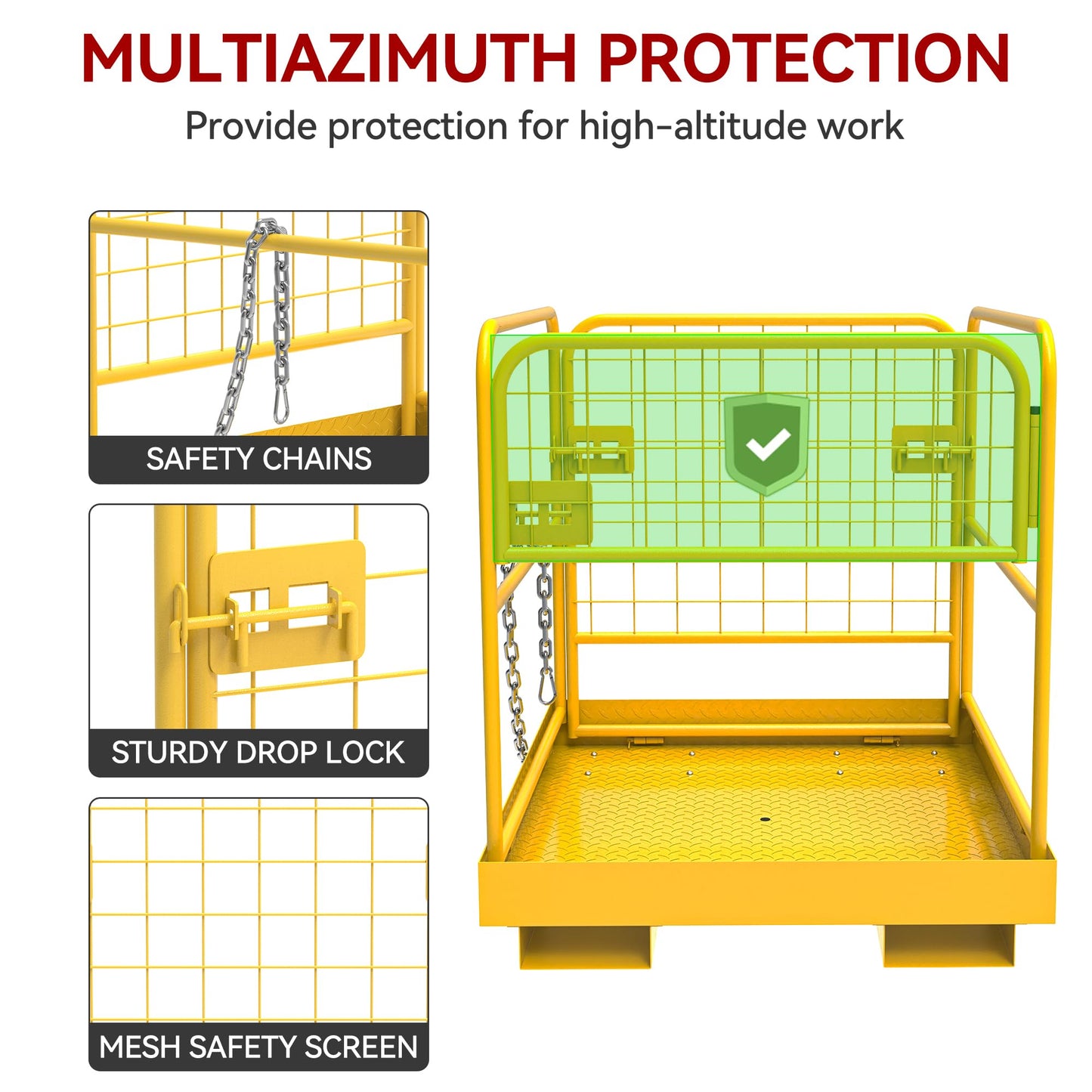 YITAMOTOR 36 "x36" Forklift Safety Cage, 1200lbs Forklift Man Basket Work Platform, Heavy Duty Collapsible Lift Cage for Most Aerial Jobs