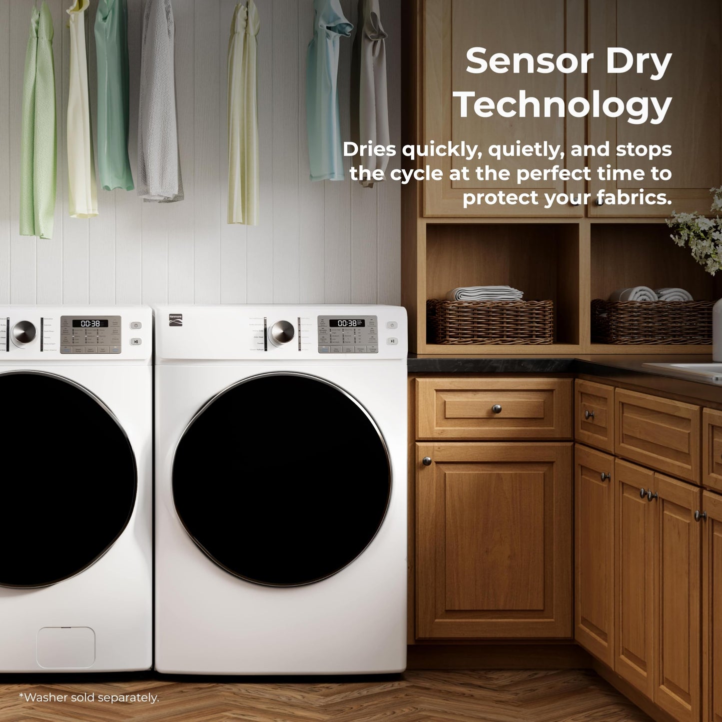 Kenmore 8.0 cu. ft. Front Load Electric Dryer with Wrinkle Guard & Accela Steam to Reduce Wrinkles, Static & Odors - Smart Sensor Drying - LED - ENERGY STAR Certified - White