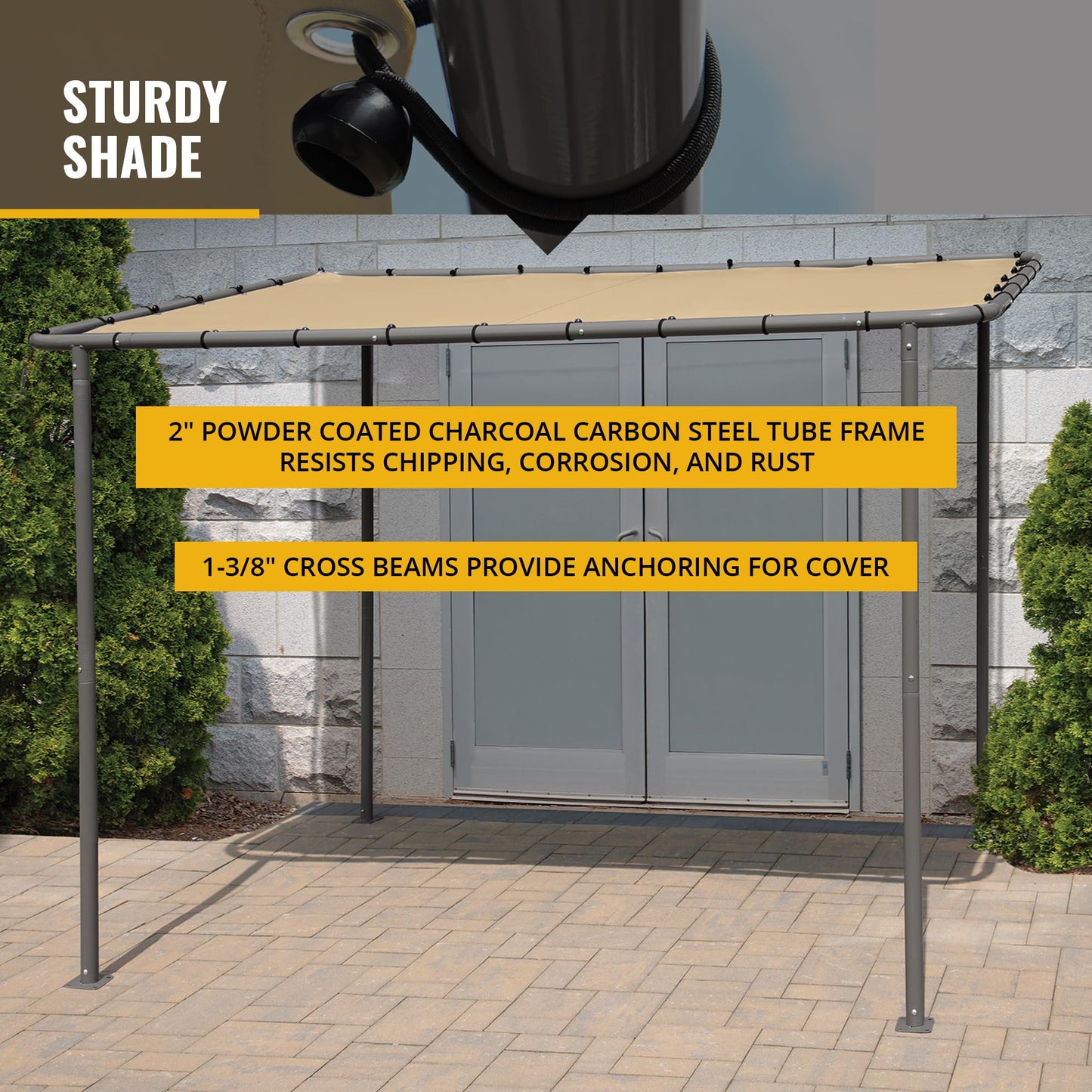 ShelterLogic 10' x 6' Solano Gazebo Canopy Charcoal Carbon Steel Frame and Water-Resistant and Sun Protection Tan Cover