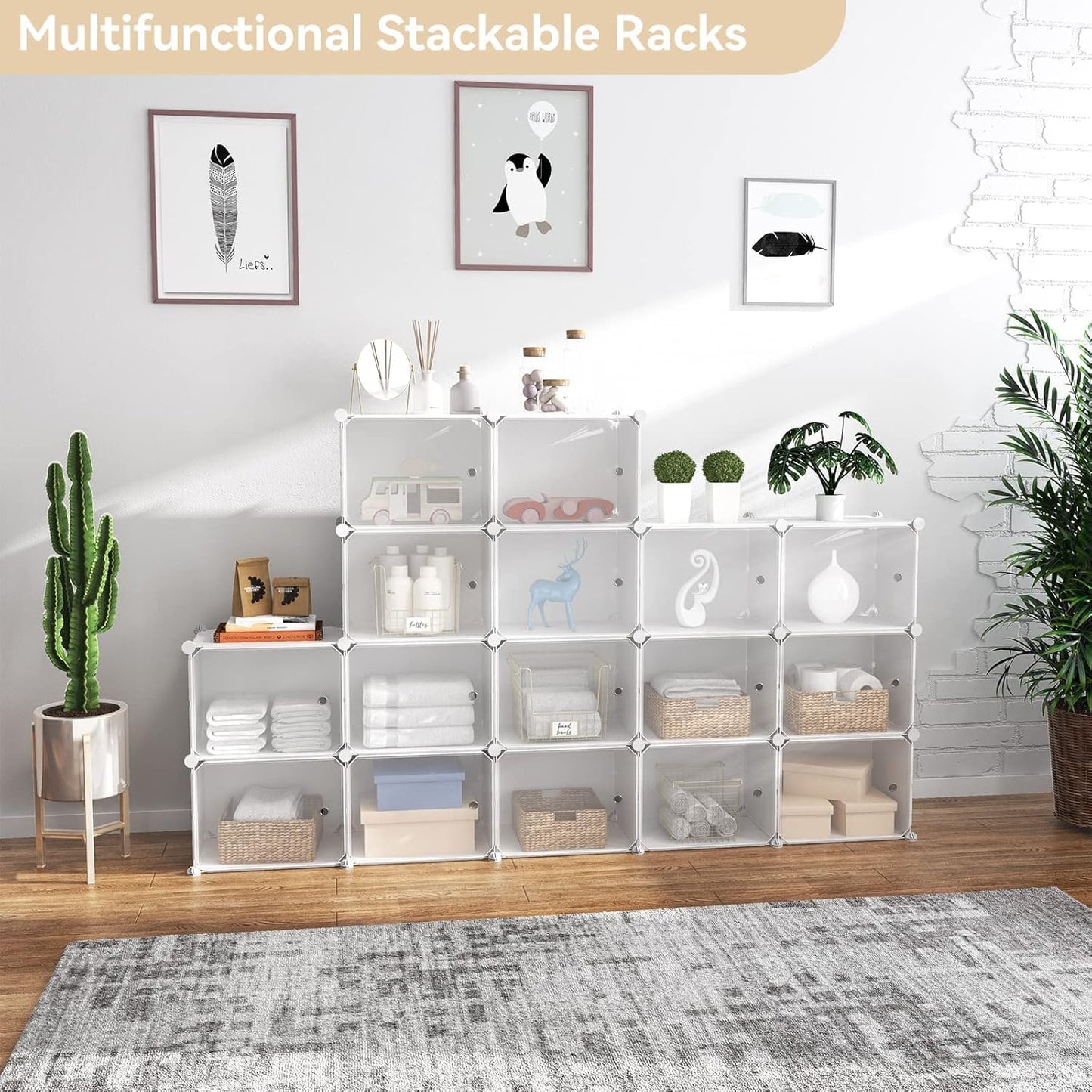 WEXCISE Portable Shoe Rack Organizer with Door, 96 Pairs Shoe Storage Cabinet Easy Assembly, Plastic Adjustable Shoe Storage Organizer Stackable Detachable Free Standing DIY Expandable 12 Tier White