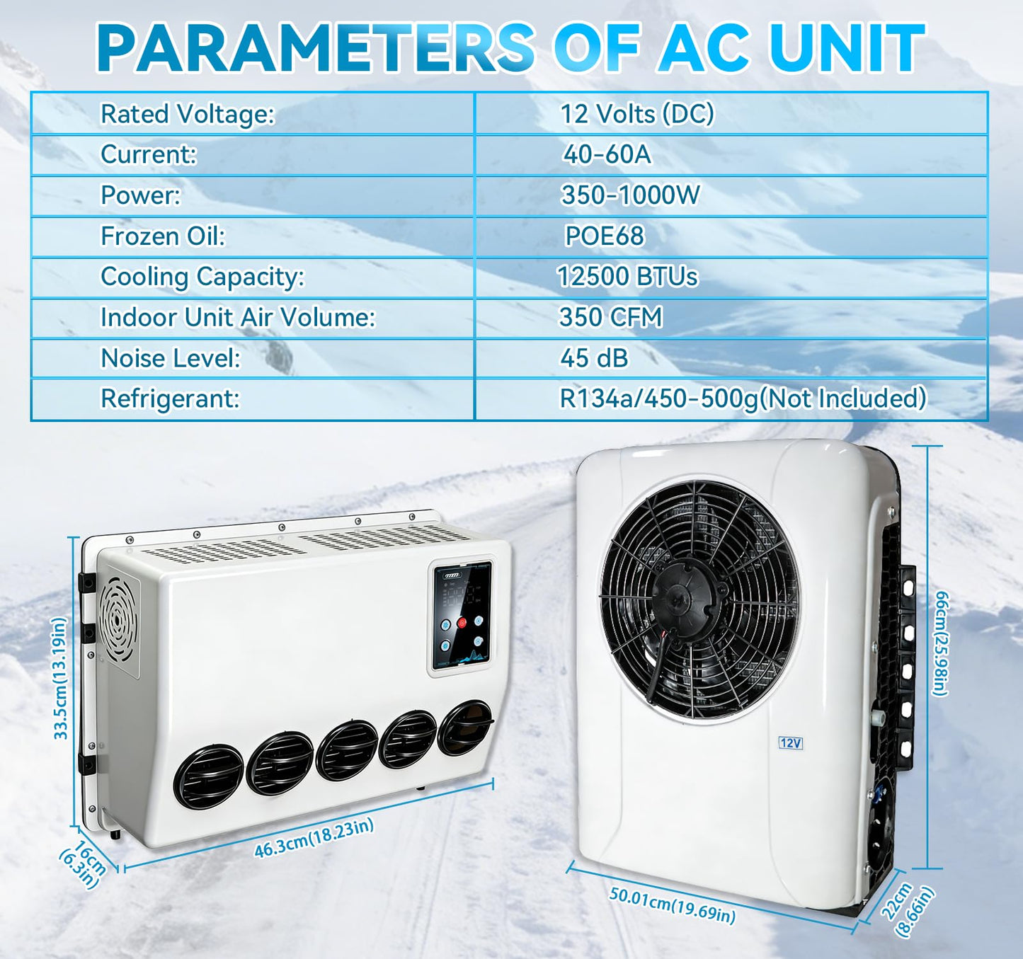 SleYuYir 12V Truck Air Conditioner, 10000 BTU 12 Volt Air Conditioner, Mini Split AC Unit for Semi Truck, Camper, RVs, Harvesters, Construction Vehicles, Cranes, Tractors, Pickups