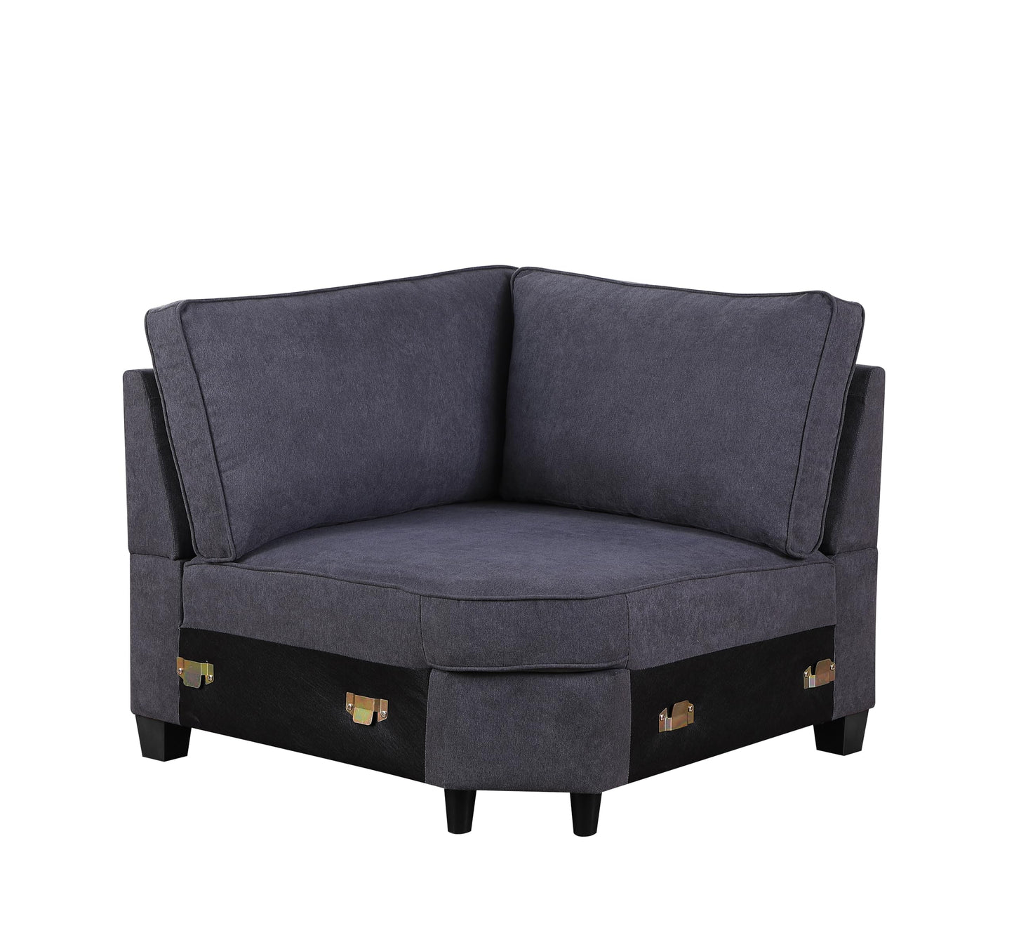 Ball & Cast 116" L-Shaped Sectional Couch with Movable Ottoman & Nailhead Trim Armrest,7 Seat Chenille Upholstered Sofa W/ 6 Throw Pillows,DIY Combination,Comfy Sectionals Set for Living Room,Gray