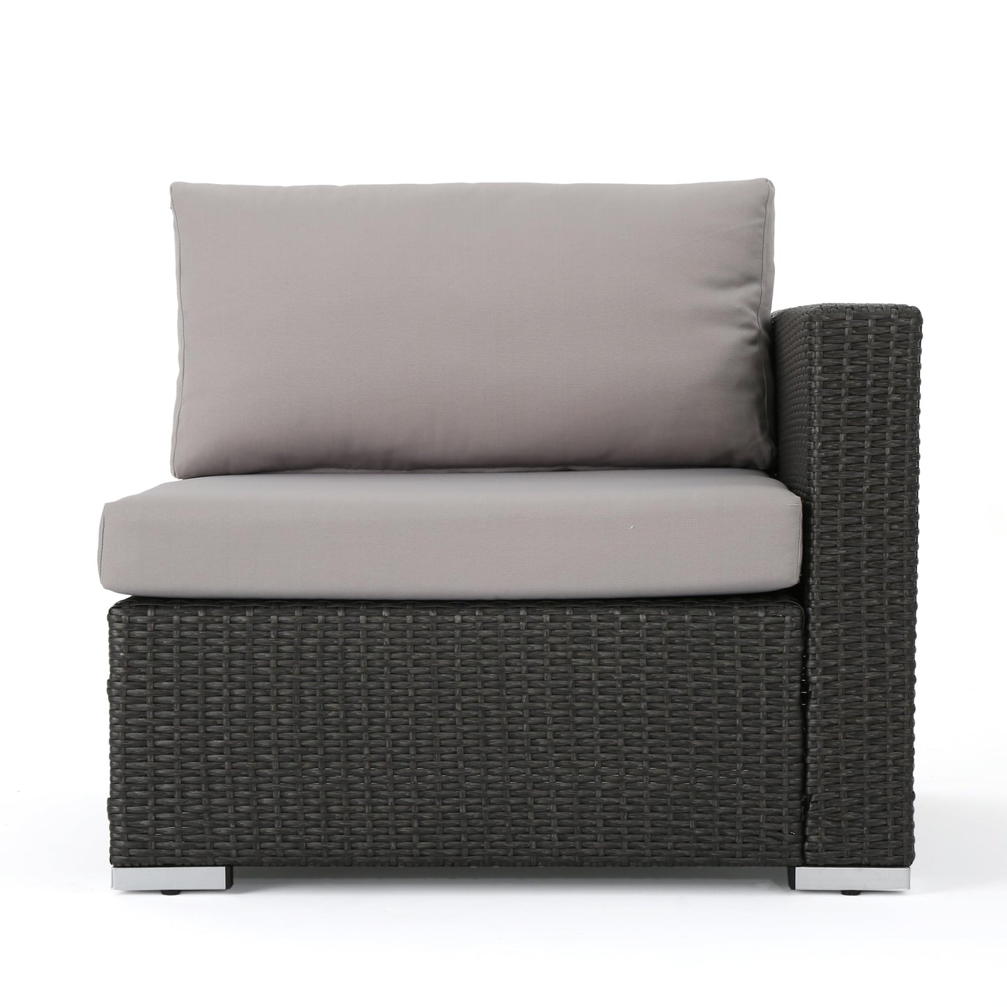 Christopher Knight Home Santa Rosa Outdoor Wicker 5 Seater Sectional Conversation Set with Aluminum Frame and Water Resistant Cushions, 92.25 "W x 99.75 "D x 24.25 "H, Gray + Light Gray + Silver