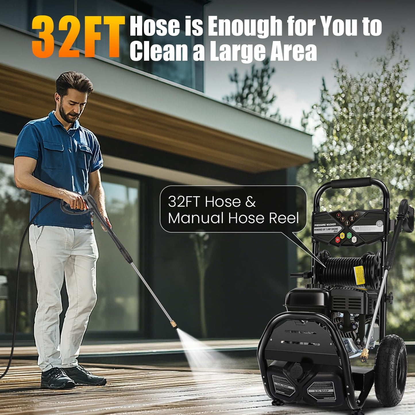 4200PSI Gas Pressure Washer 4.0GPM Gas Power Washer 212CC Gas Powered Washing Machine Commercial High Pressure Washer with 32ft Hose&5 Nozzles