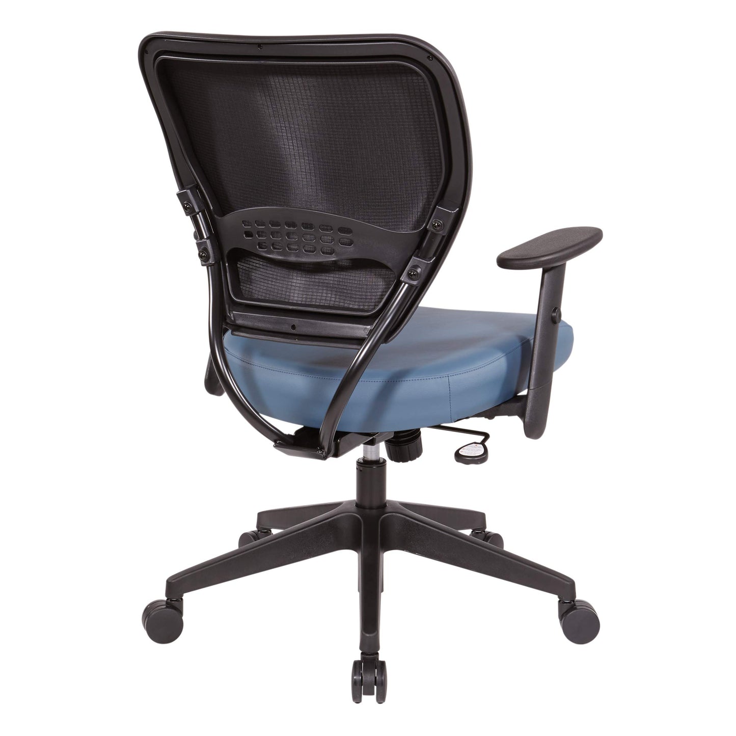 Space Seating 55 Series Air Grid Back Adjustable Manager's Task Chair with Built-in Lumbar Support and Angled Arms, Antimicrobial Dillon Blue Faux Leather