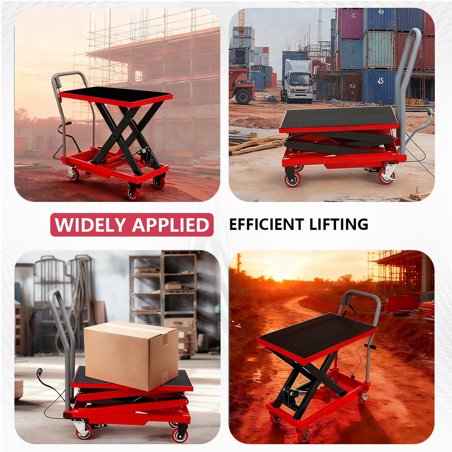 330 Lbs Heavy Duty Single Scissor Hydraulic Lift Table Cart – 28.5" Max Lifting Height, 4 Swivel Casters, Non-Slip Platform Pad, Mobile Material Handling & Transport for Warehouse, Workshop & Garage